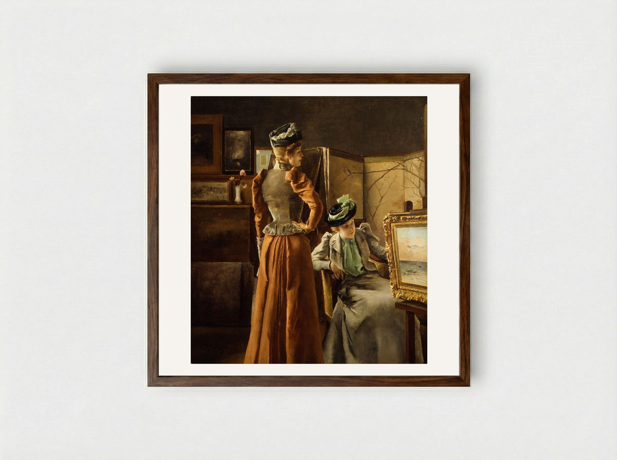 In the Studio - Alfred Stevens - Framed Print Dark Wood