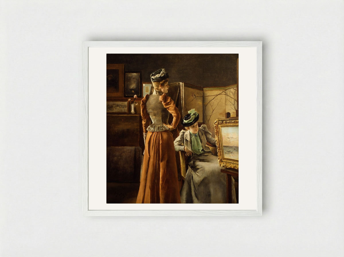In the Studio - Alfred Stevens - Framed Print White