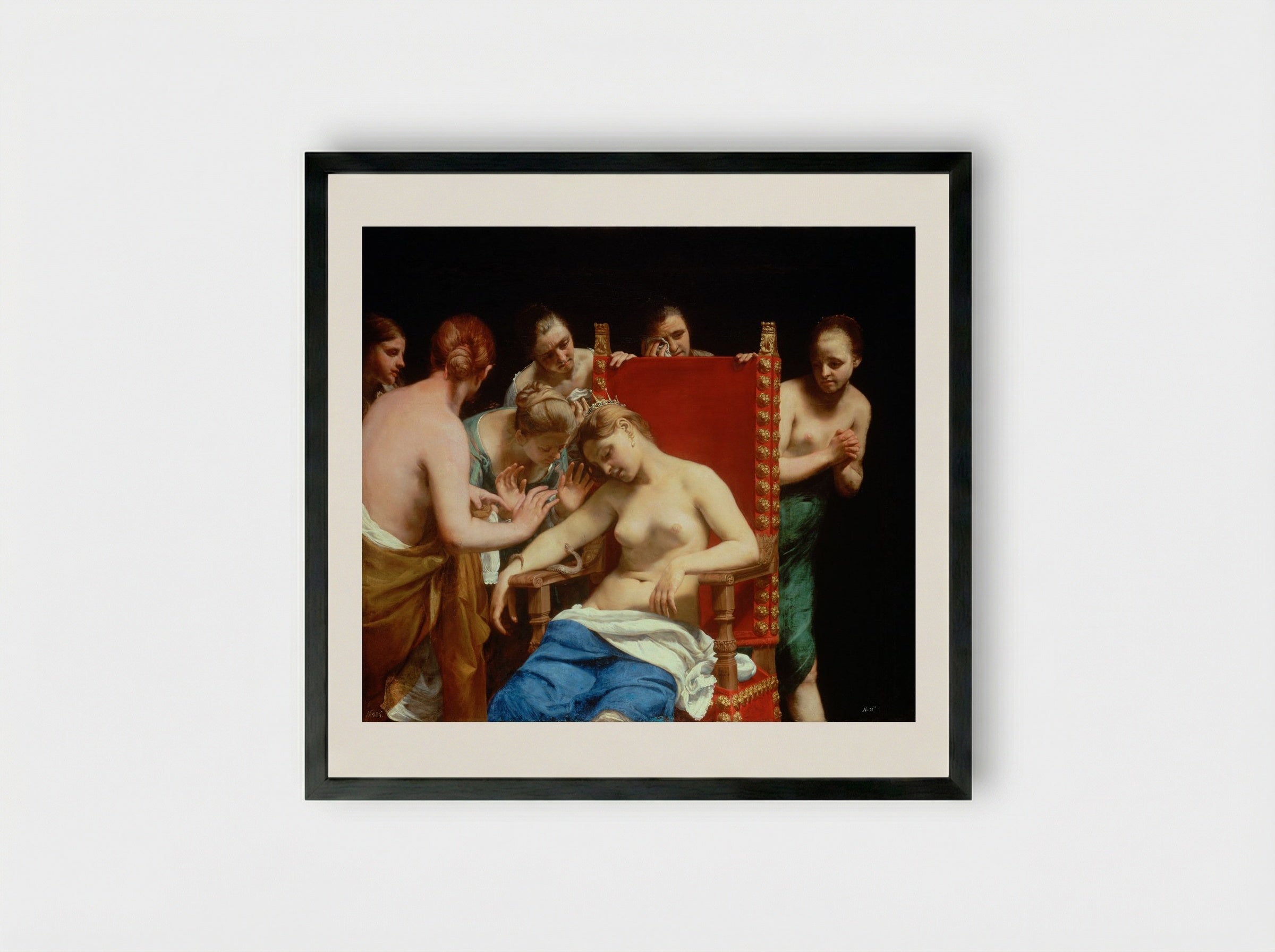 The Death of Cleopatra - Guido Cagnacci - Framed Print Black
