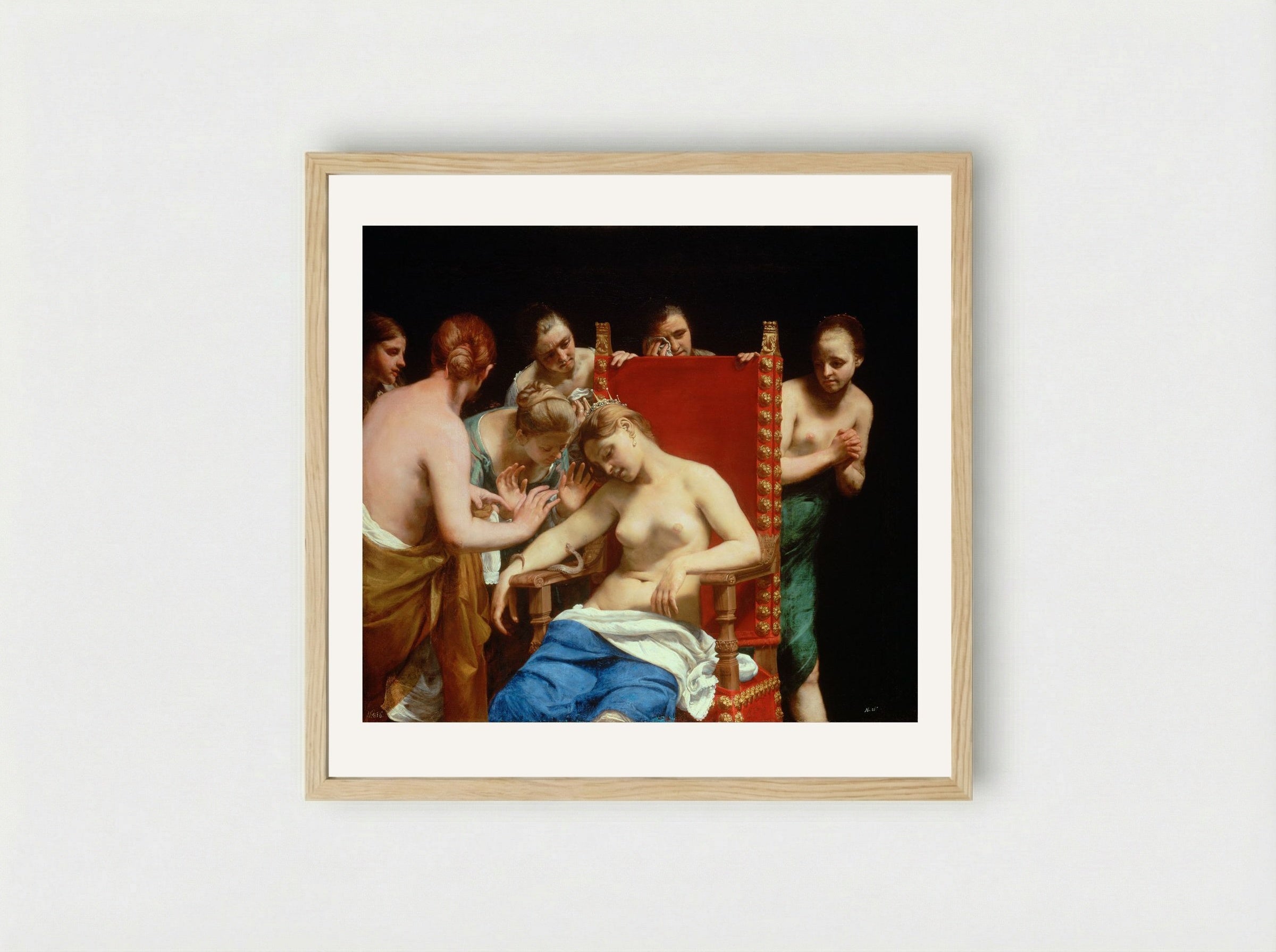 The Death of Cleopatra - Guido Cagnacci - Framed Print Wood