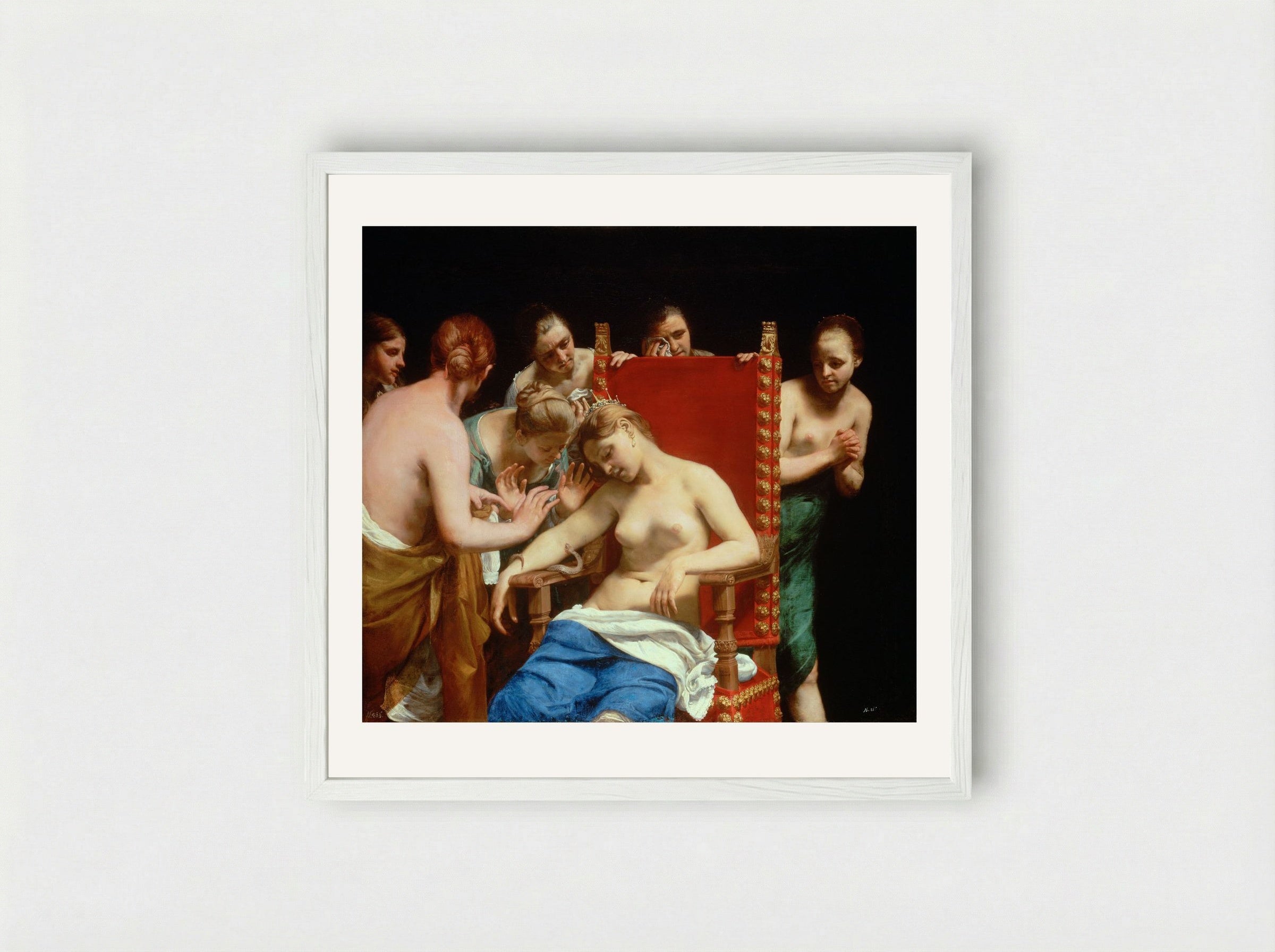 The Death of Cleopatra - Guido Cagnacci - Framed Print White
