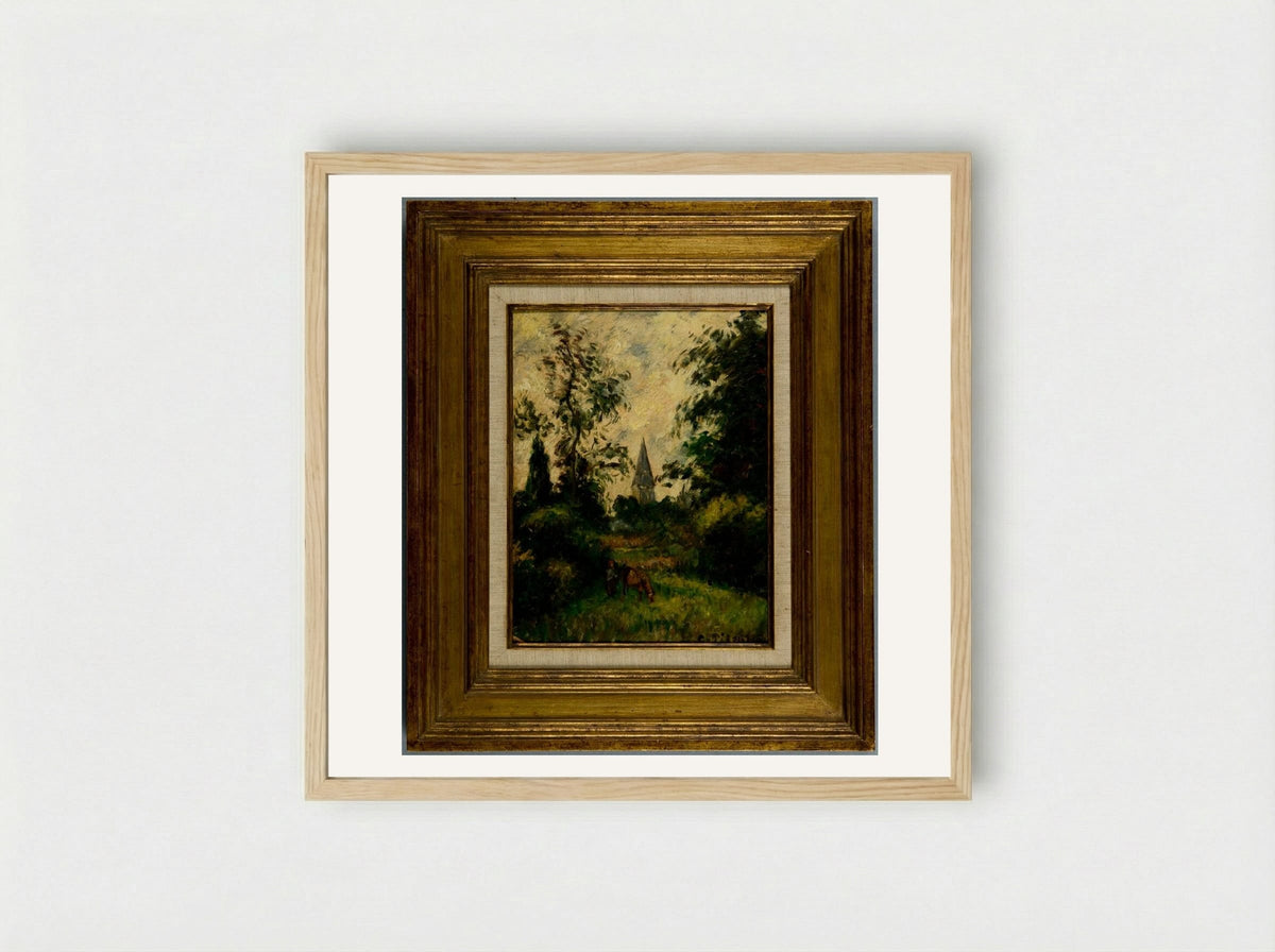 The Bell Tower at Bazancourt - Camille Pissarro - Framed Print Wood