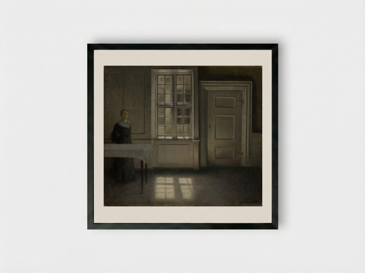 Strandgade, Sunshine - Vilhelm Hammershøi - Framed Print Black