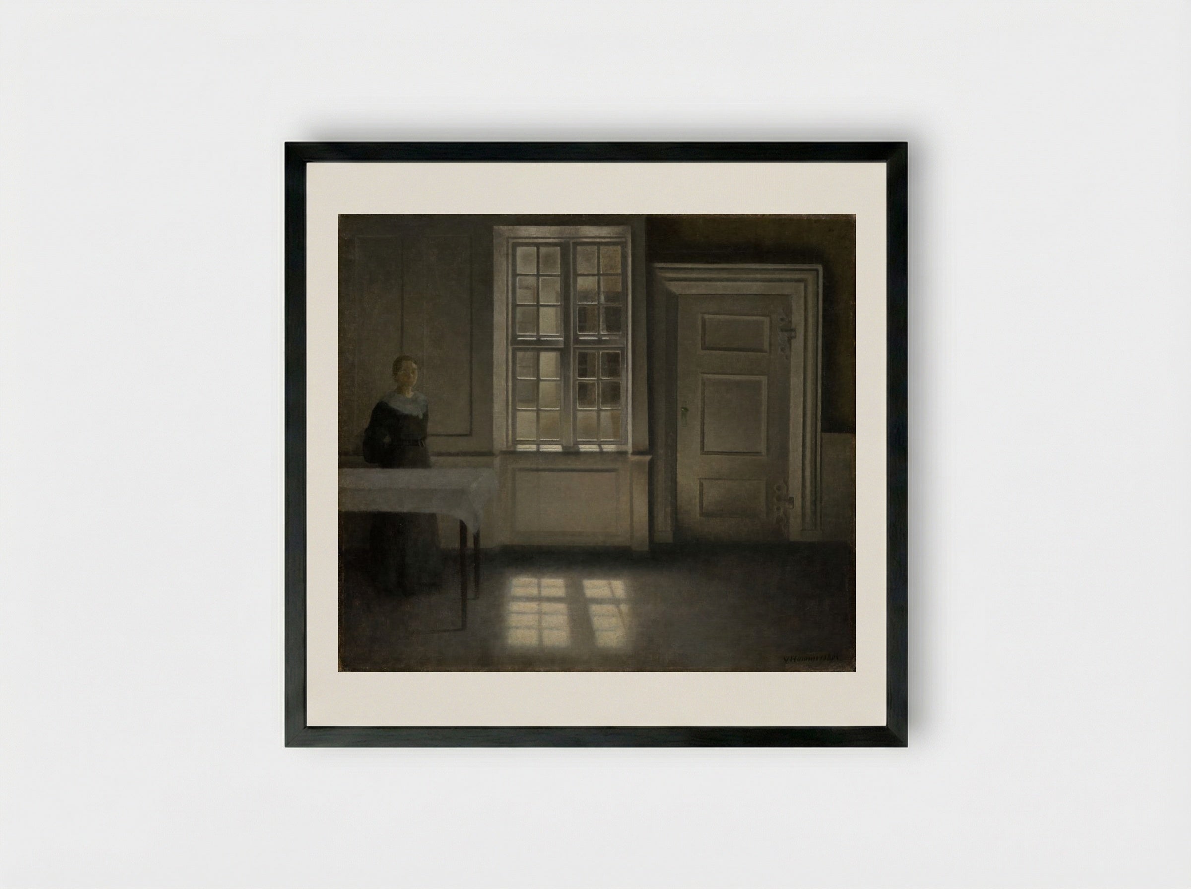 Strandgade, Sunshine - Vilhelm Hammershøi - Framed Print Black