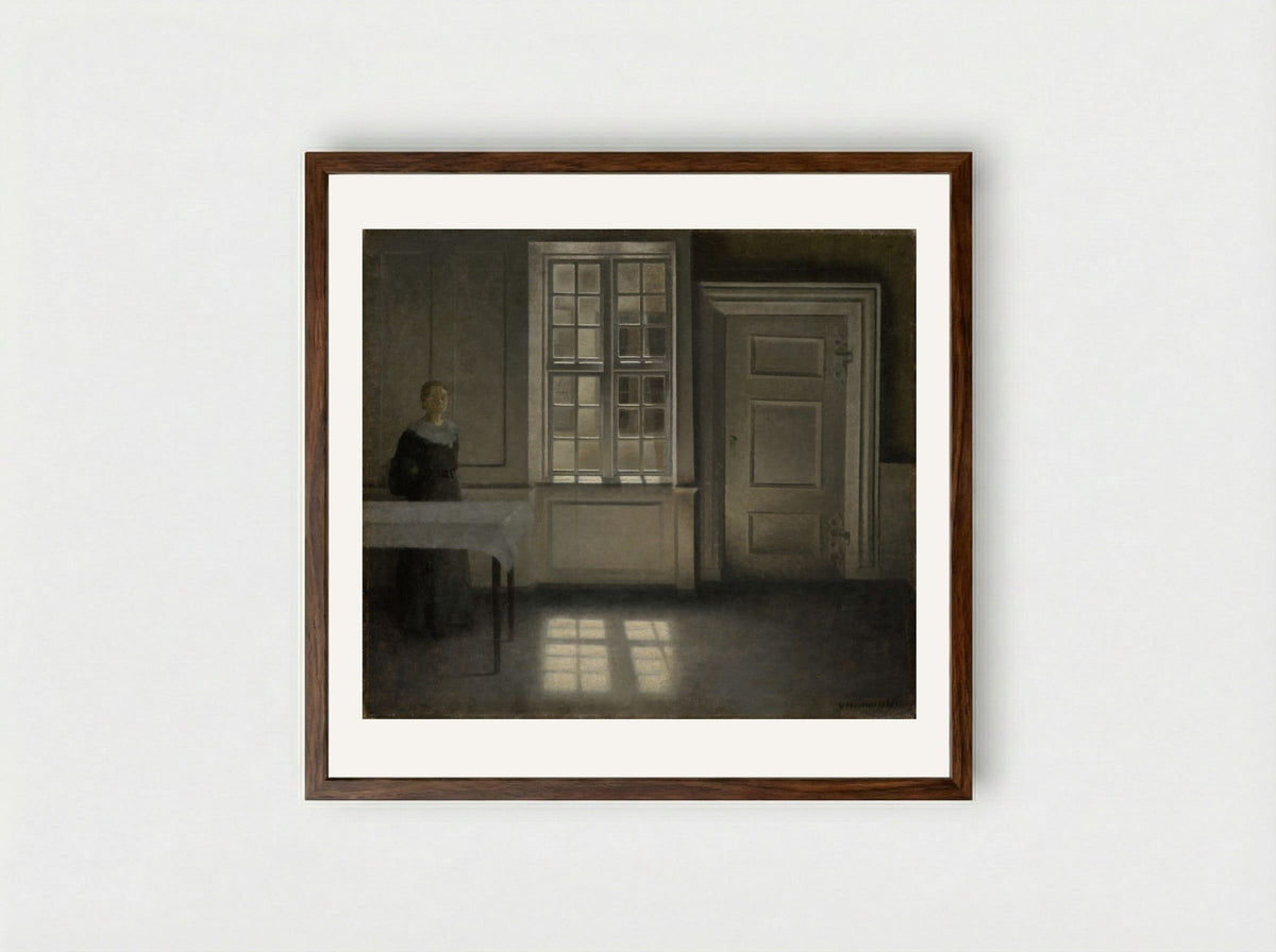 Strandgade, Sunshine - Vilhelm Hammershøi - Framed Print Dark Wood