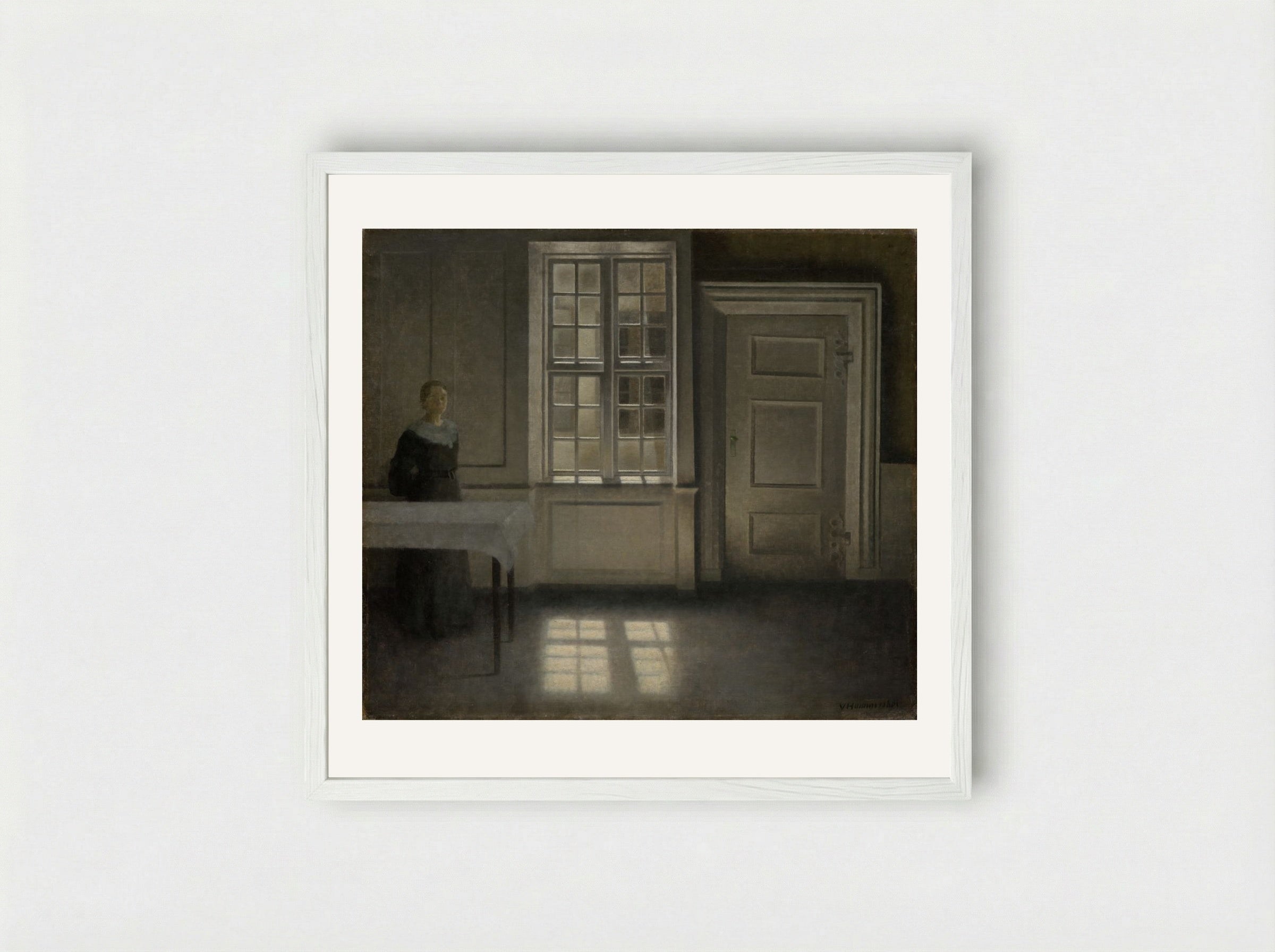 Strandgade, Sunshine - Vilhelm Hammershøi - Framed Print White