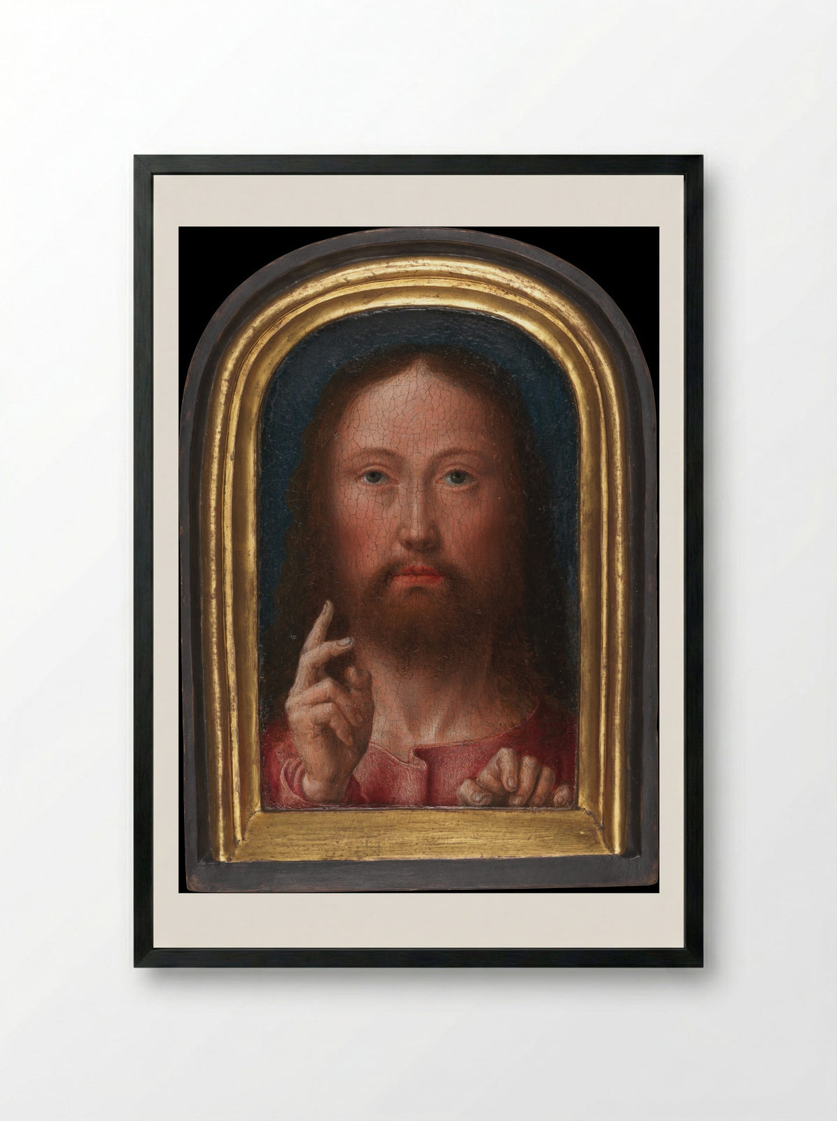 Christ Blessing - Gerard David - Framed Print Black
