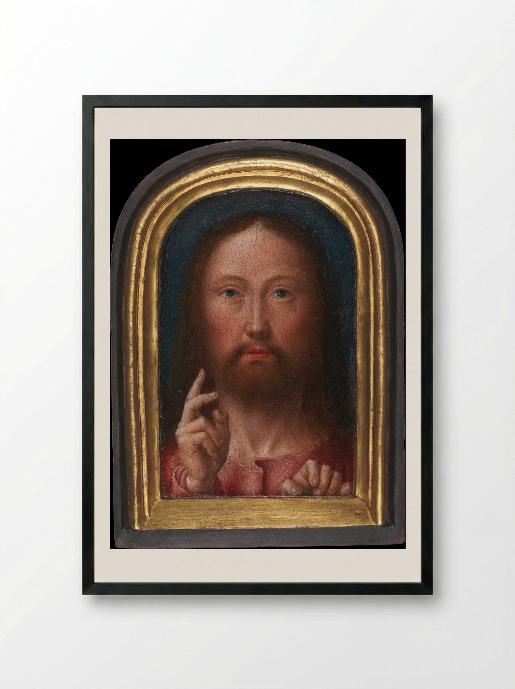 Christ Blessing - Gerard David - Framed Print Black