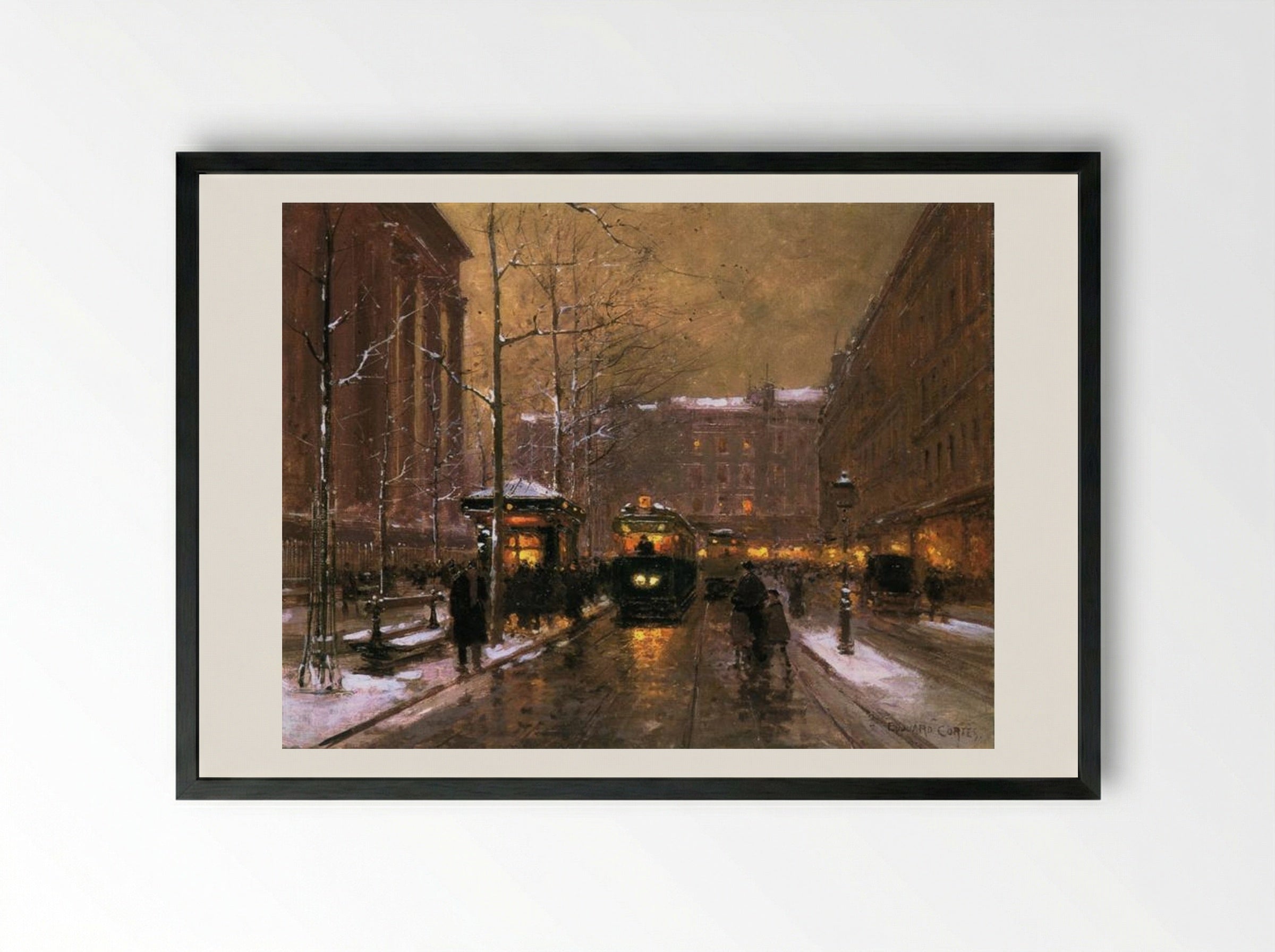 Place de la Madeleine - Edouard Cortes - Framed Print Black