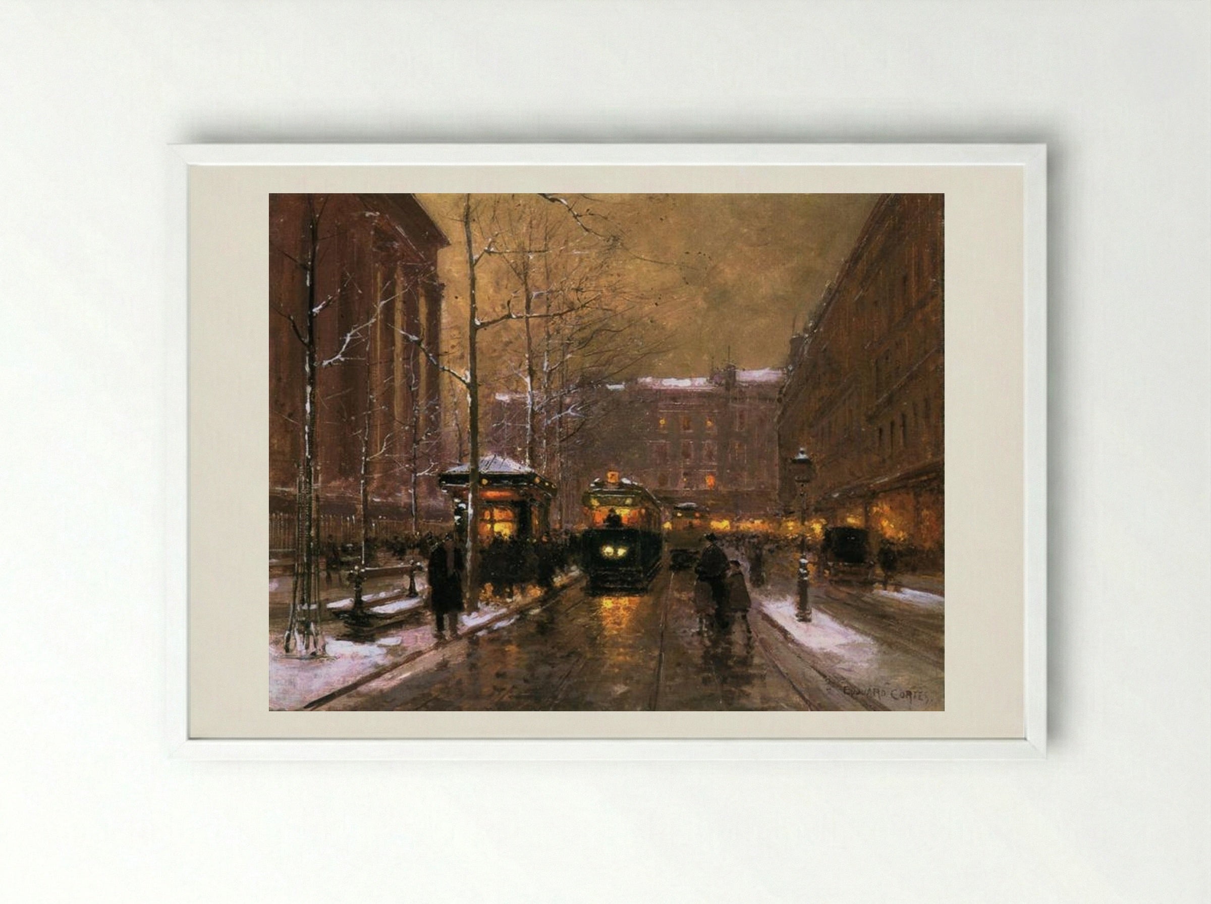 Place de la Madeleine - Edouard Cortes - Framed Print White