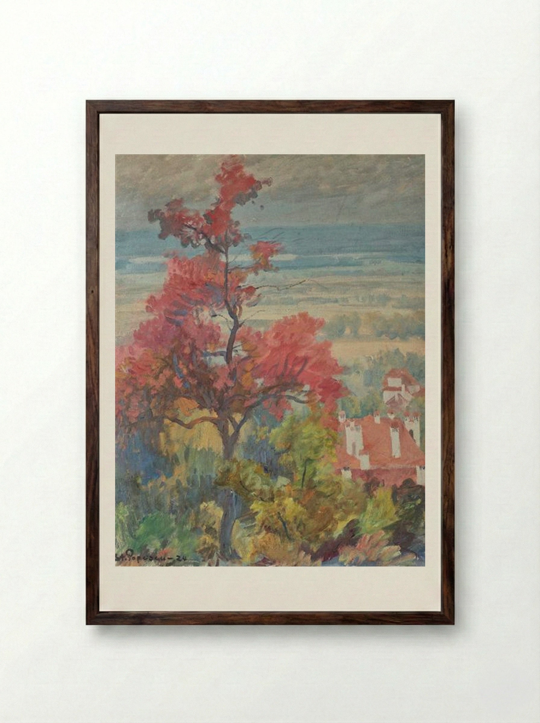 Landscape from Provence - Stefan Popescu - Framed Print Dark Wood