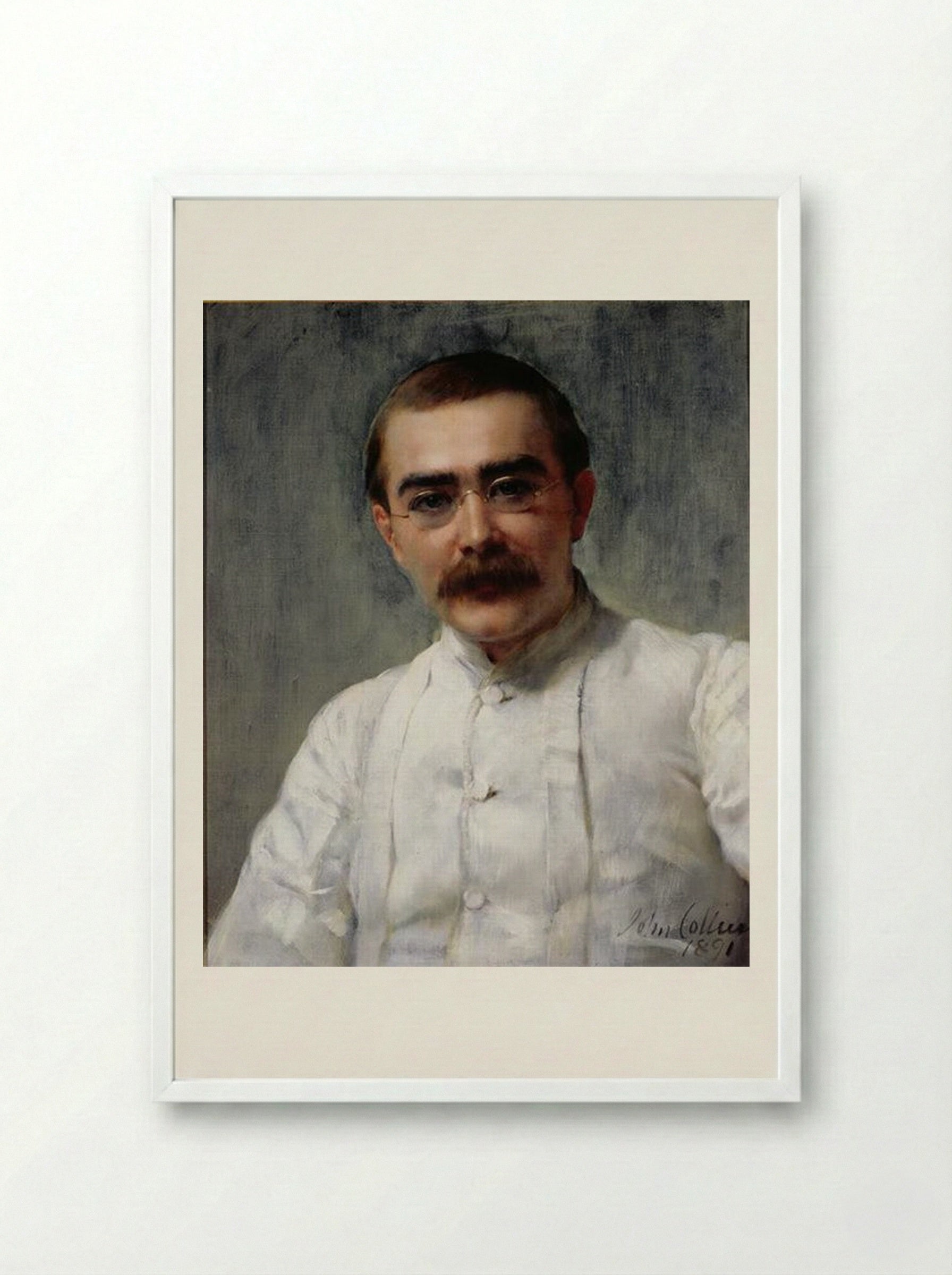 Rudyard Kipling - John Collier - Framed Print White