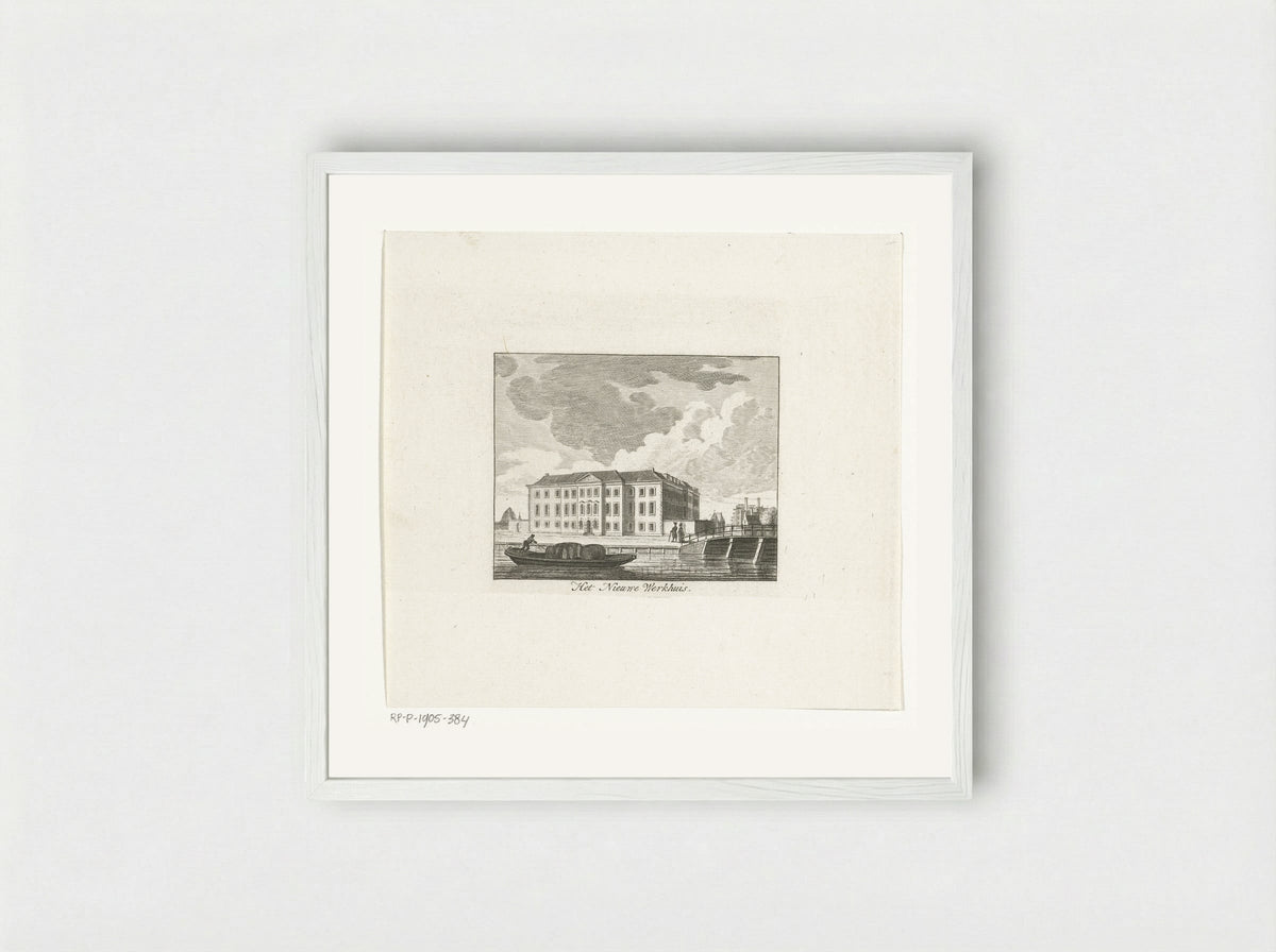 Gezicht op het Nieuwe Werkhuis te Amsterdam - Cornelis Brouwer - Framed Print White