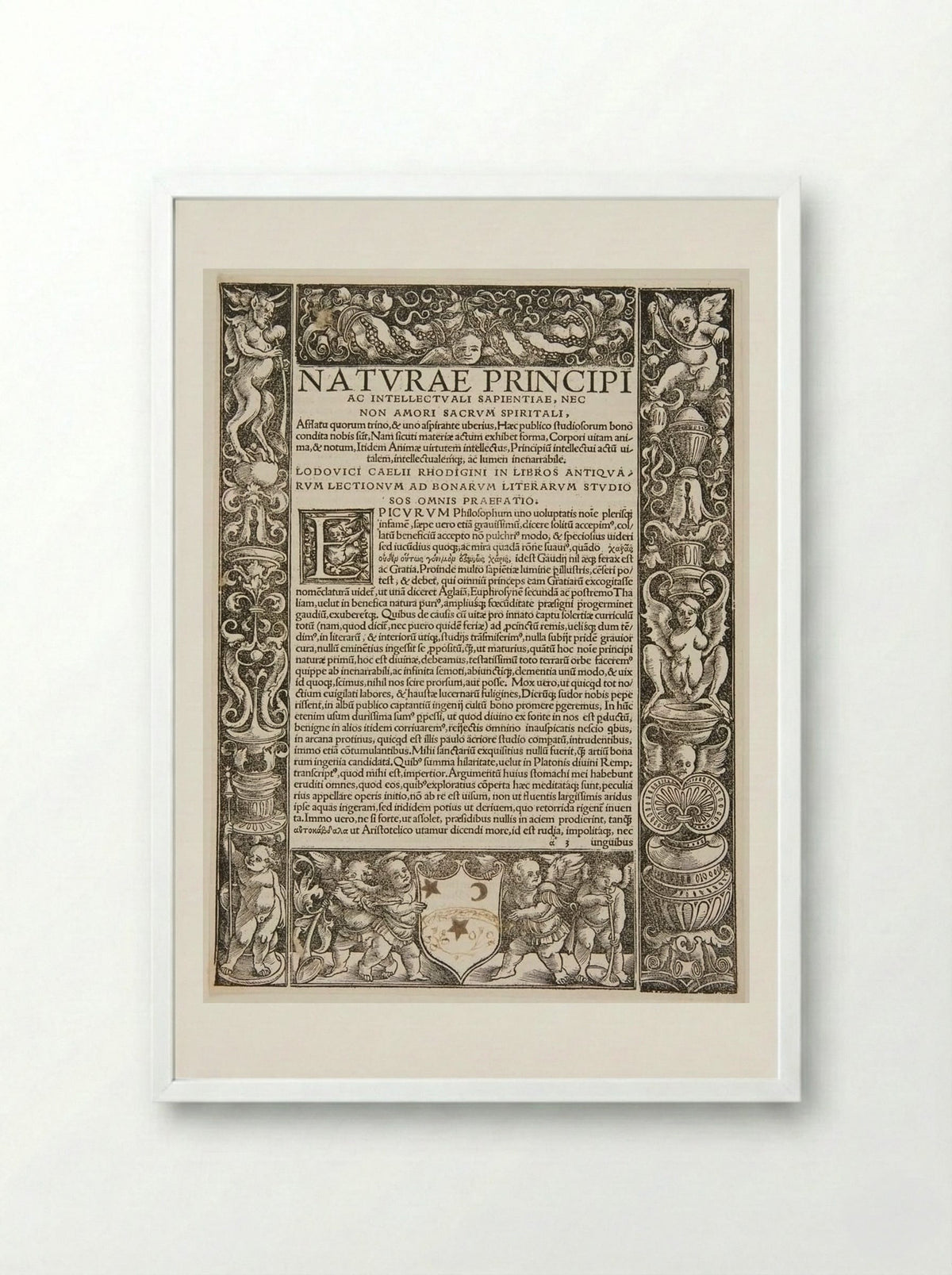Border Composed of Four Blocks; Initial E - Urs Graf - Framed Print White