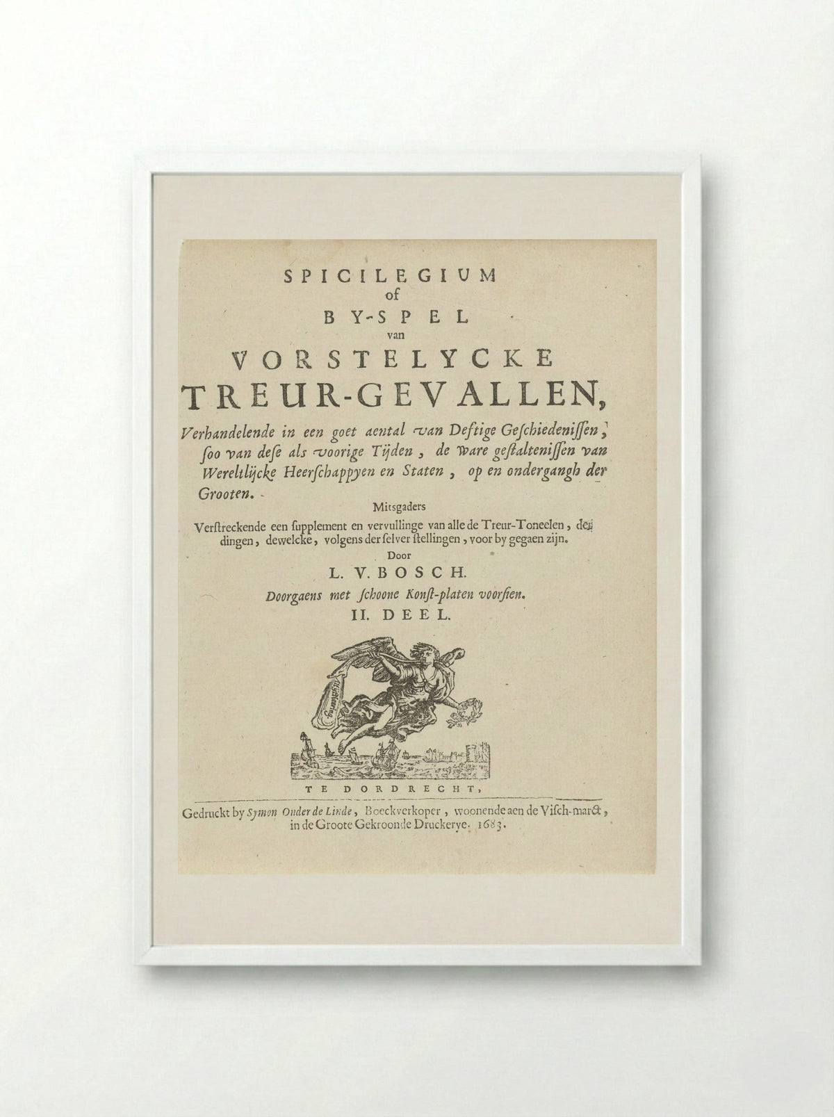 Title Page for Spicilegium - Arnold Houbraken - Framed Print White