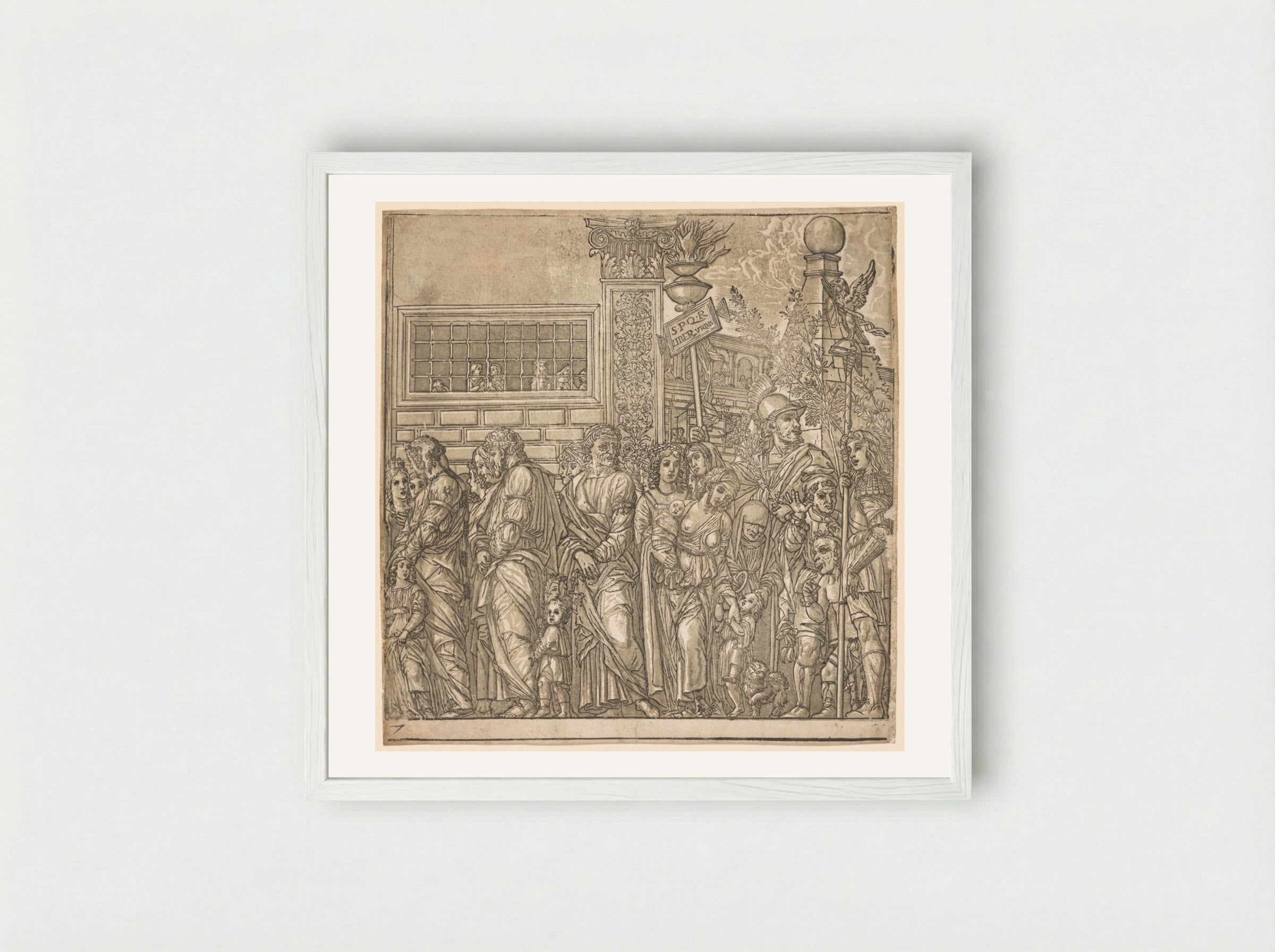 The Triumph of Julius Caesar: Procession of Men, Women and Children - Andrea Andreani - Framed Print White