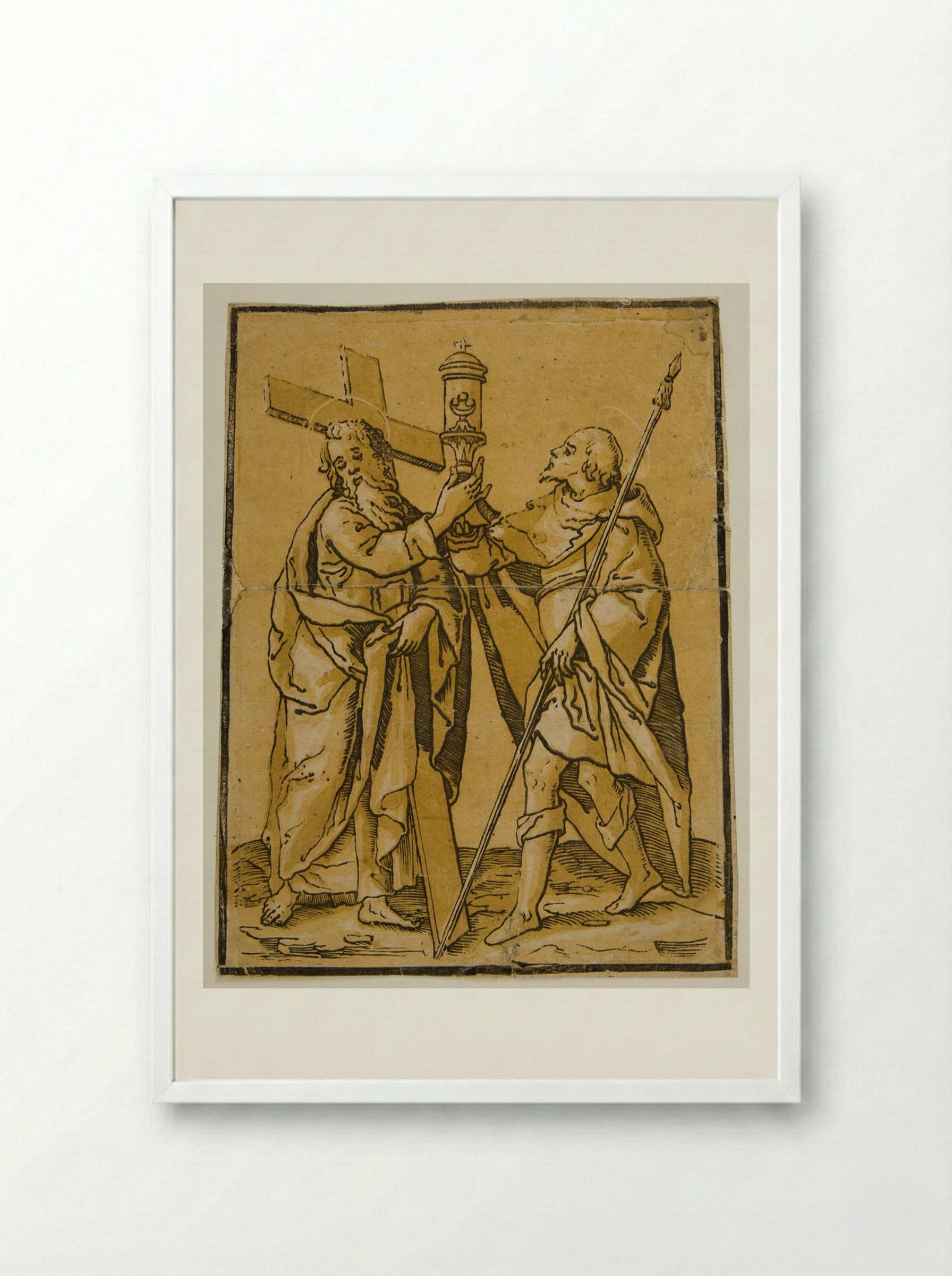 Saints Longinus and Andrew - Andrea Andreani - Framed Print White