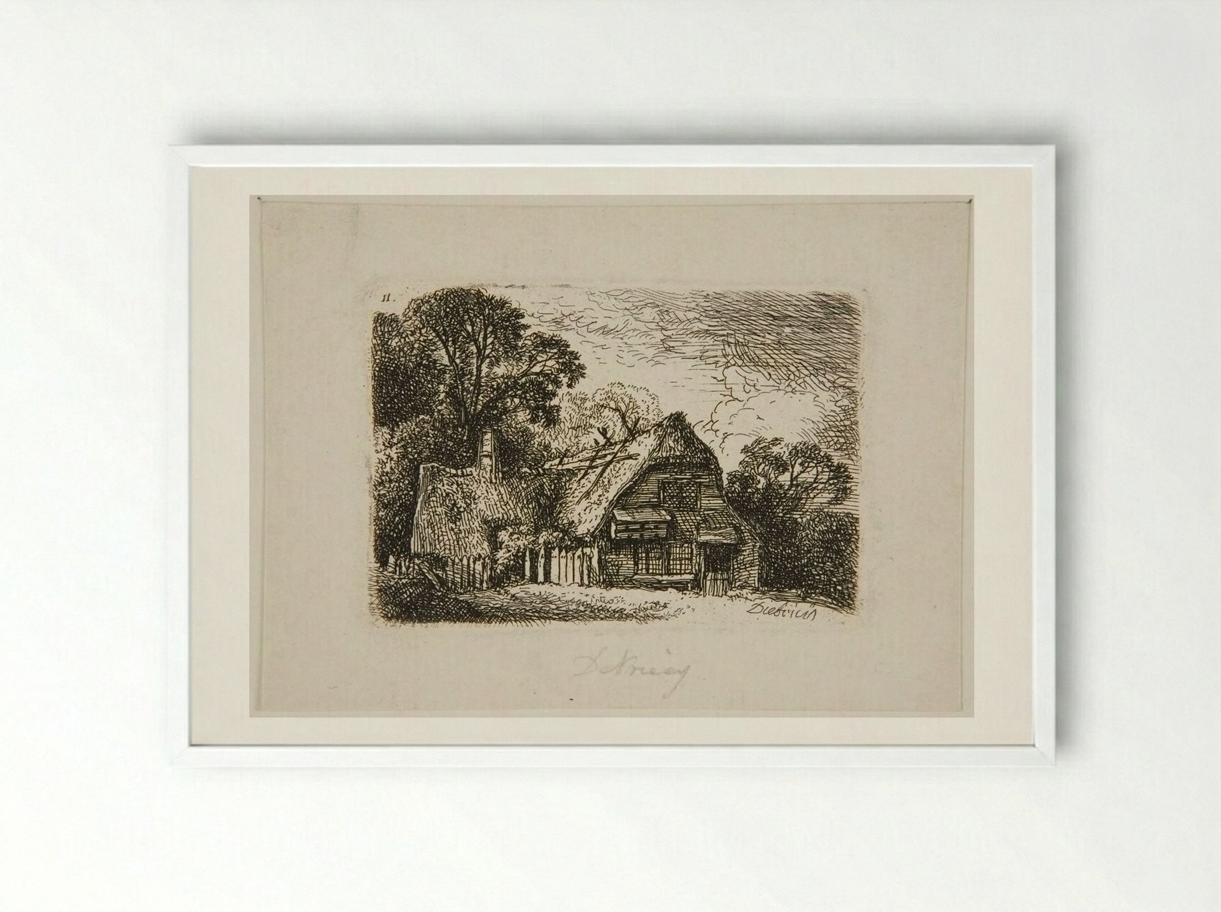 Peasant's House - Christian Wilhelm Ernst Dietrich - Framed Print White