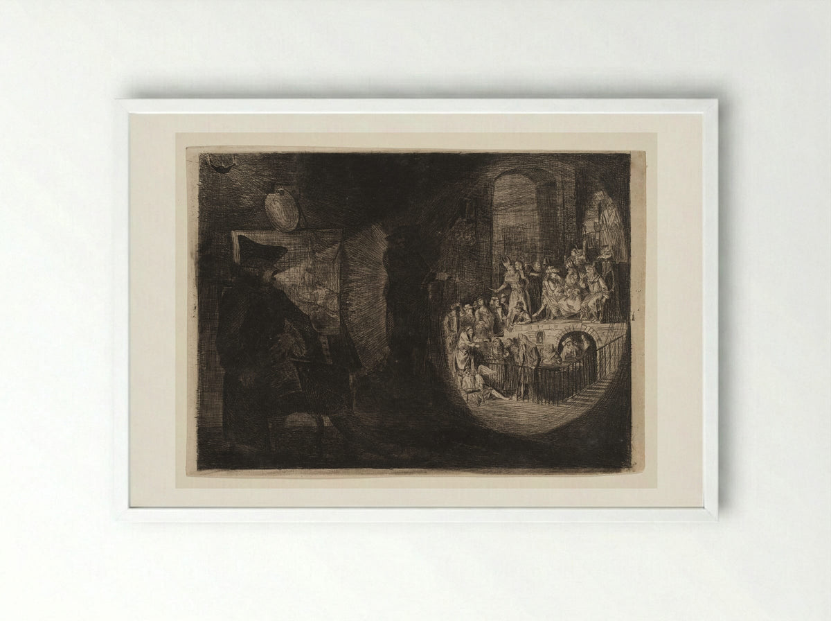 The Magic Lantern, Paul Before Felix - Paul Sandby - Framed Print White