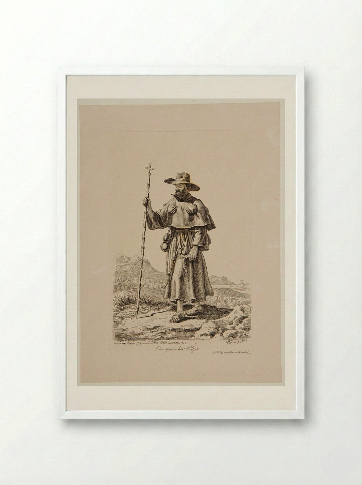 Spanish Pilgrim at Saint Peter's Festival in Rome - Johann Adam Klein - Framed Print White