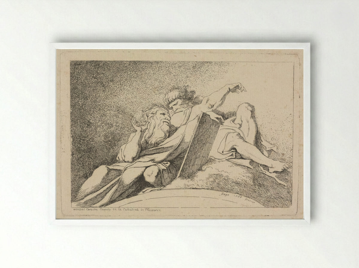 The Two Prophets - Jean-Honoré Fragonard - Framed Print White