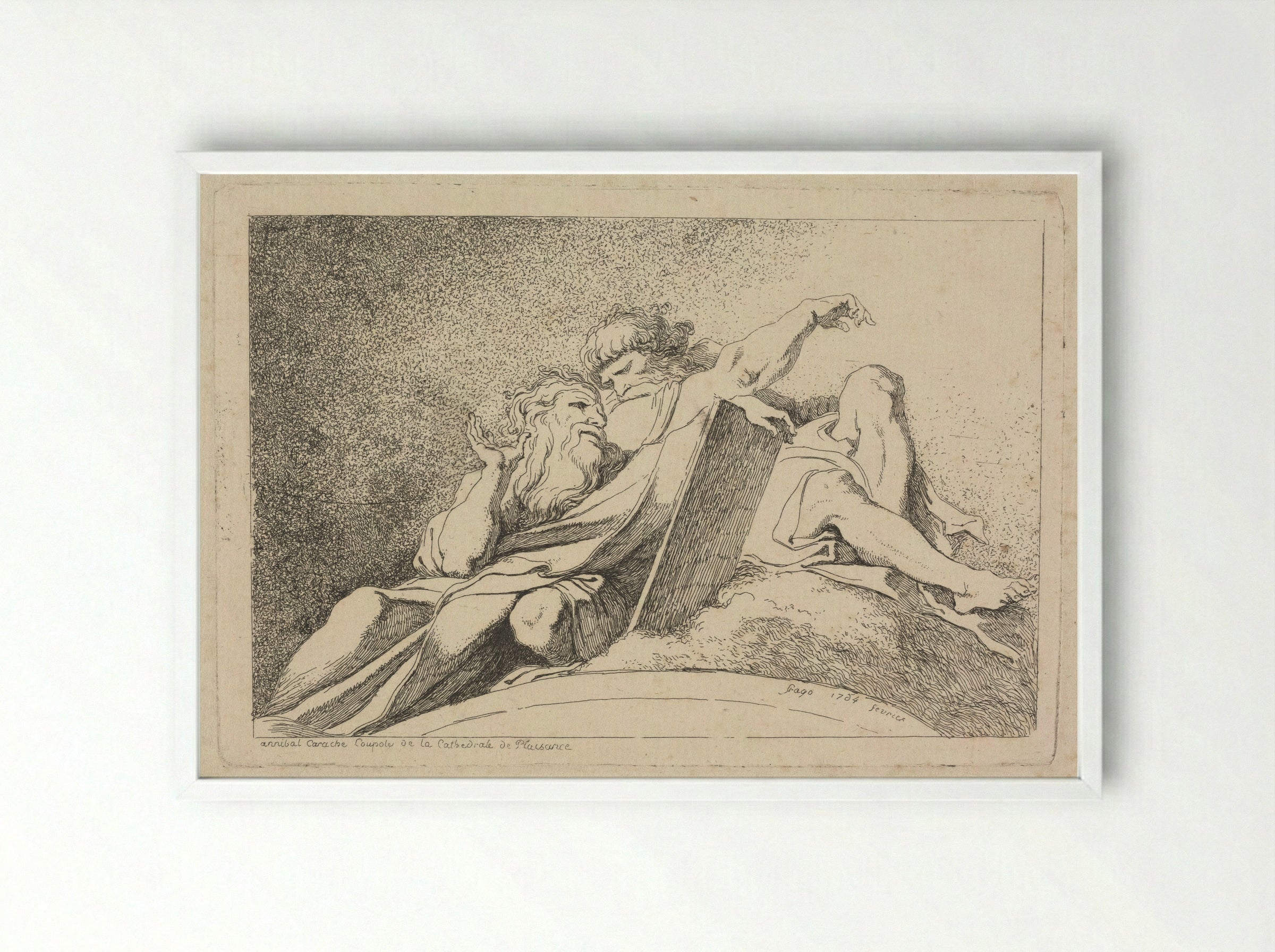 The Two Prophets - Jean-Honoré Fragonard - Framed Print White