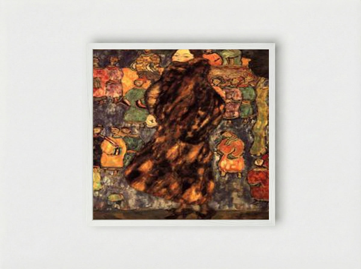 Lady with Fur Collar - Gustav Klimt - Framed Print White