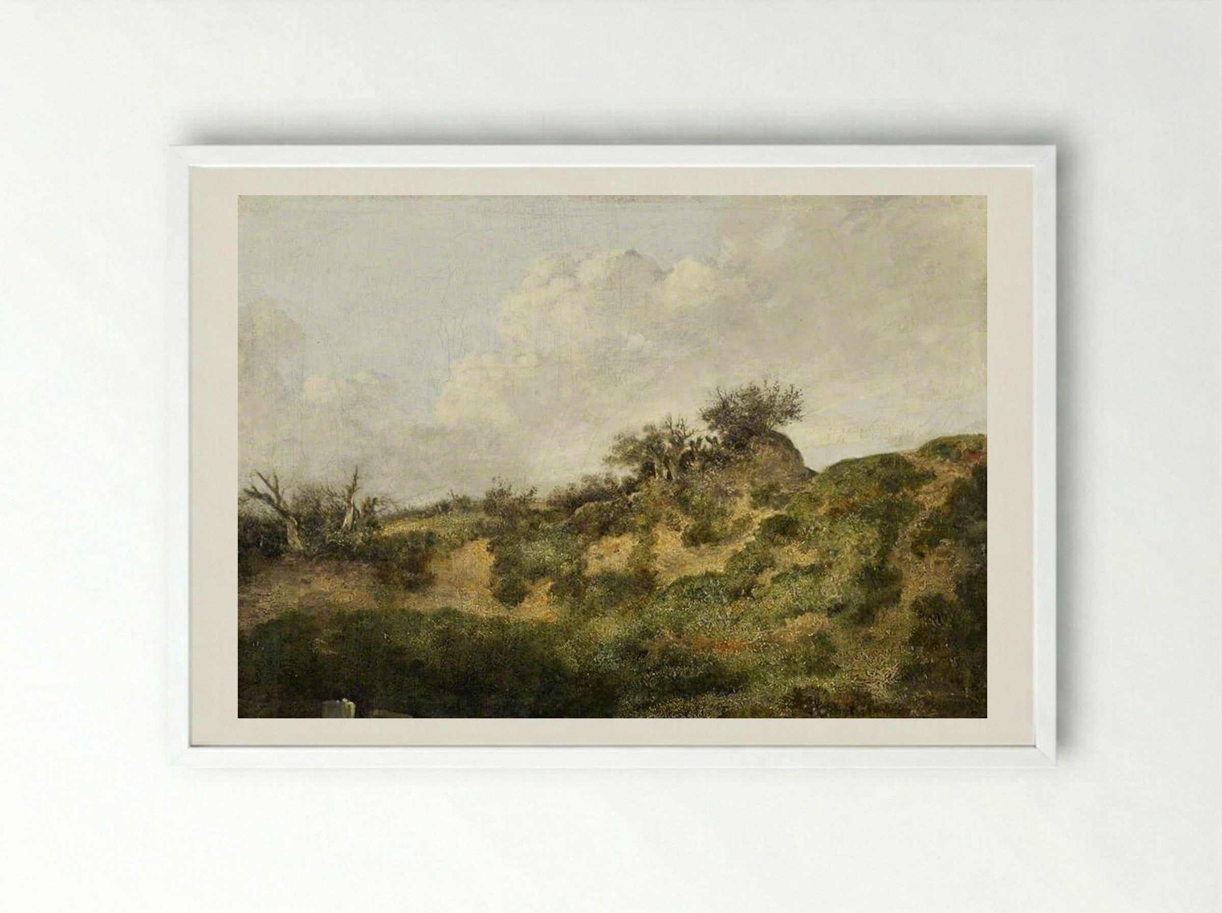 A Sandy Bank - John Crome - Framed Print White