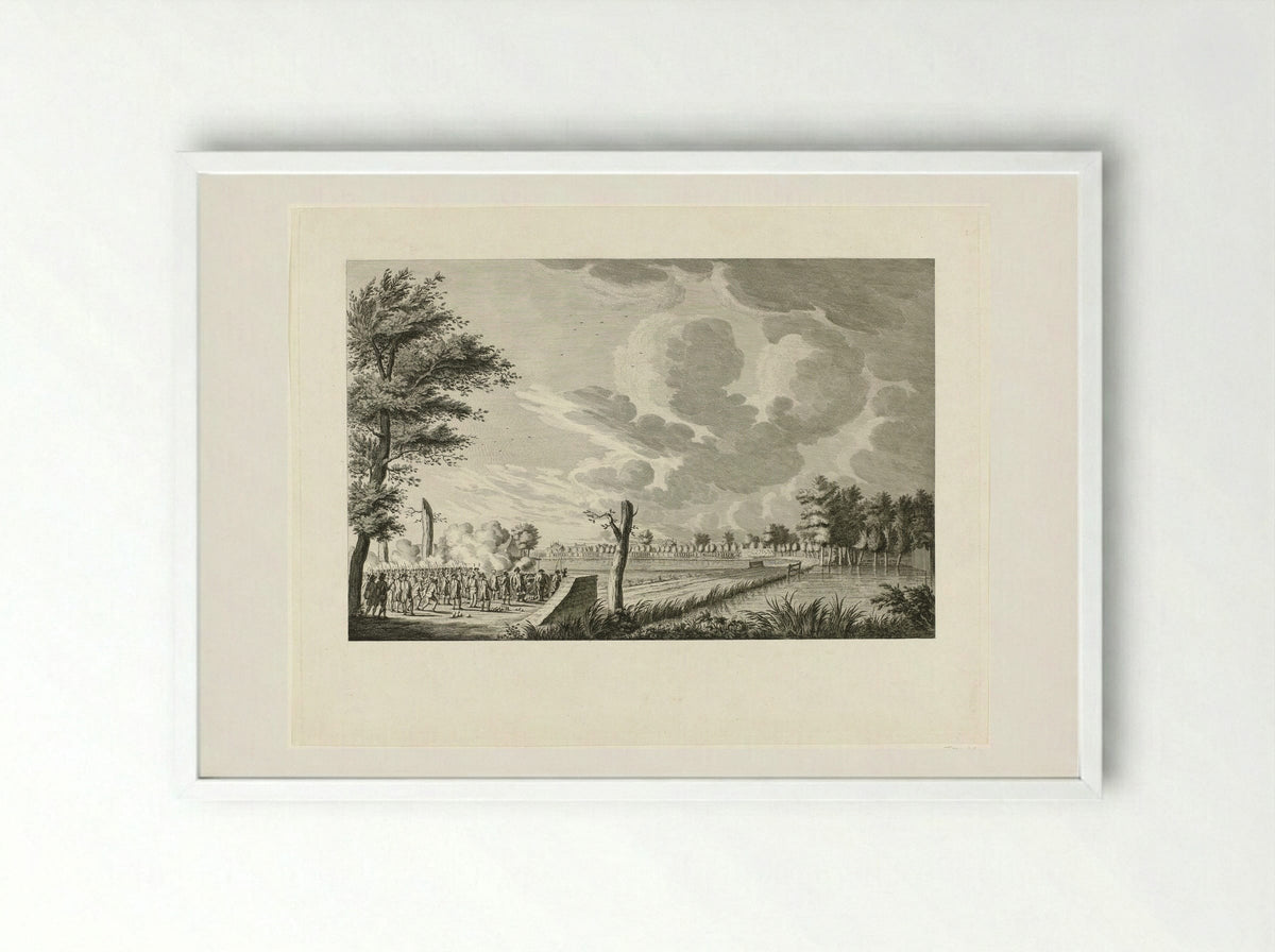 Aanval bij Ouderkerk aan de Amstel - Cornelis Brouwer - Framed Print White