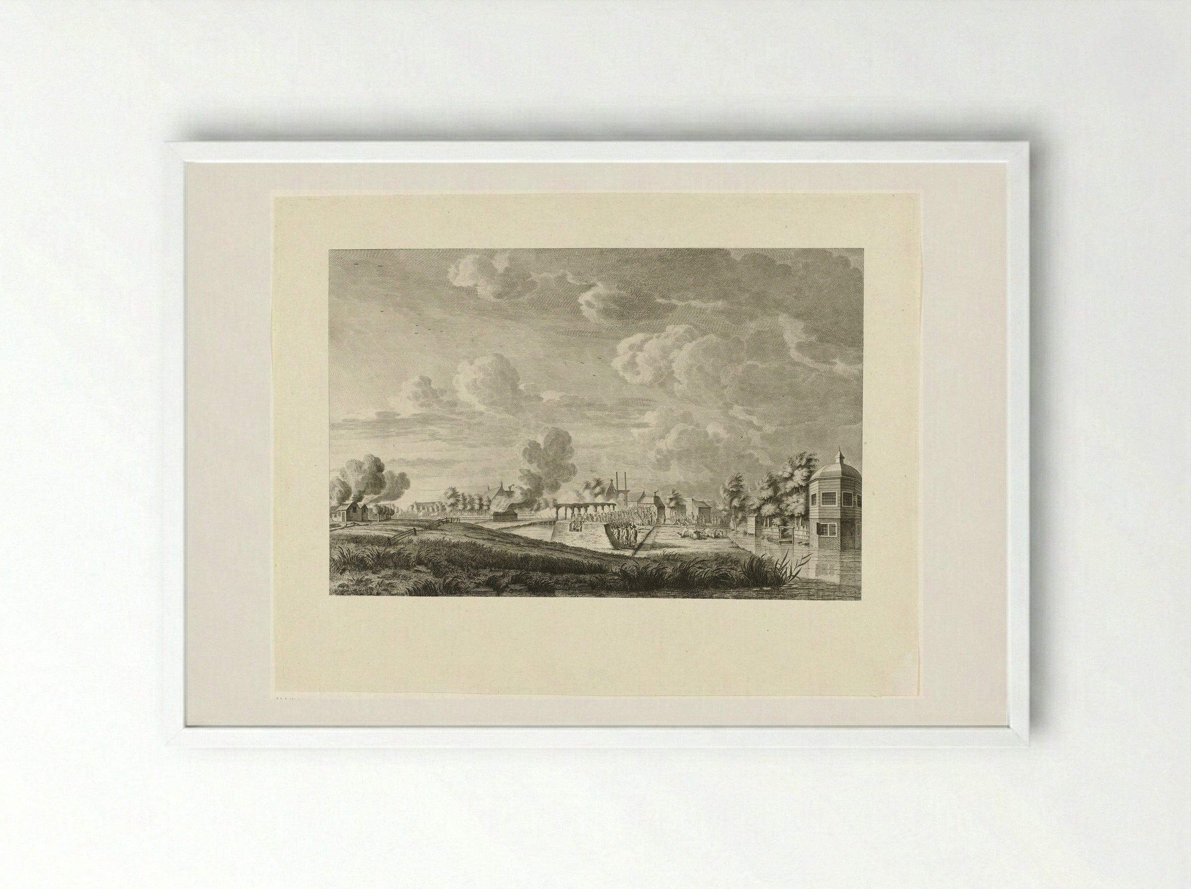 Aanval op Amstelveen - Cornelis Brouwer - Framed Print White