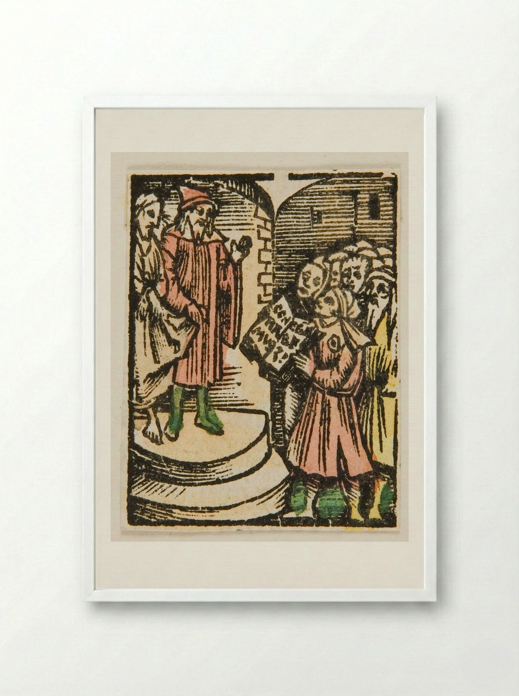 The Reading of the Verdict - Urs Graf - Framed Print White