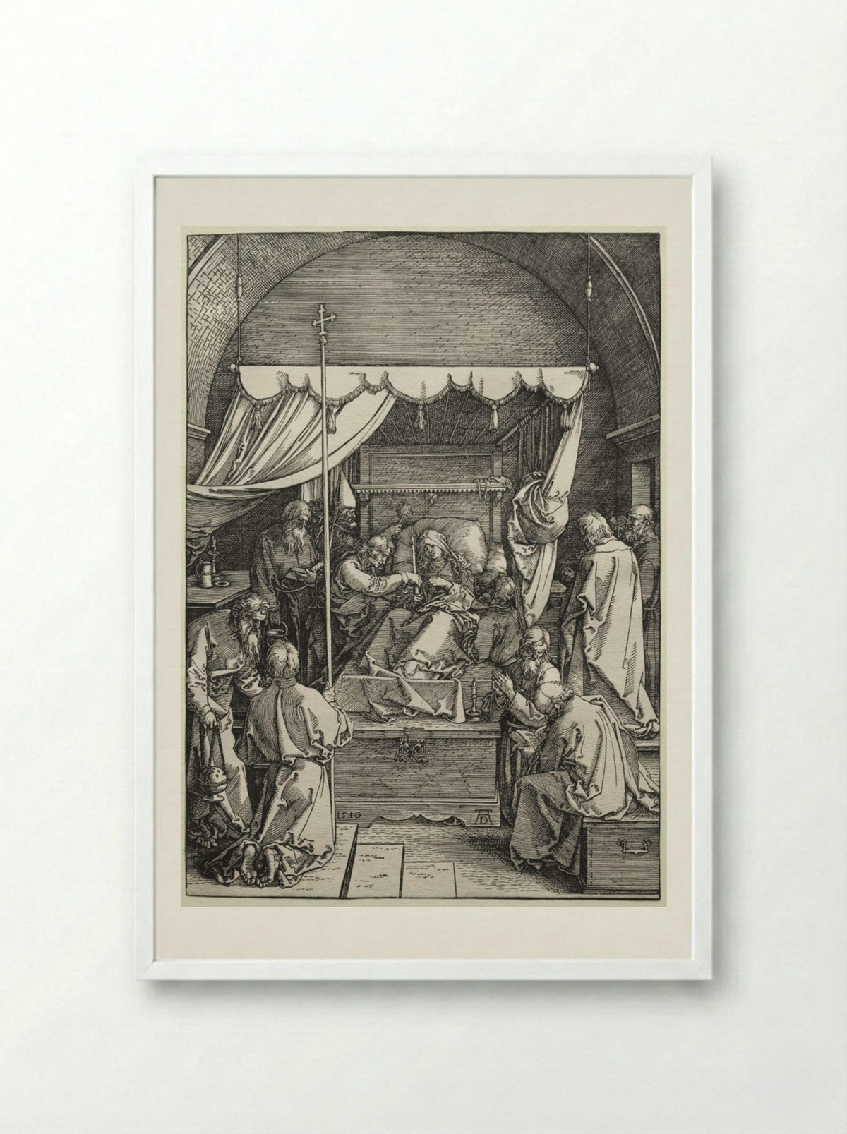 The Death of the Virgin - Albrecht Dürer - Framed Print White