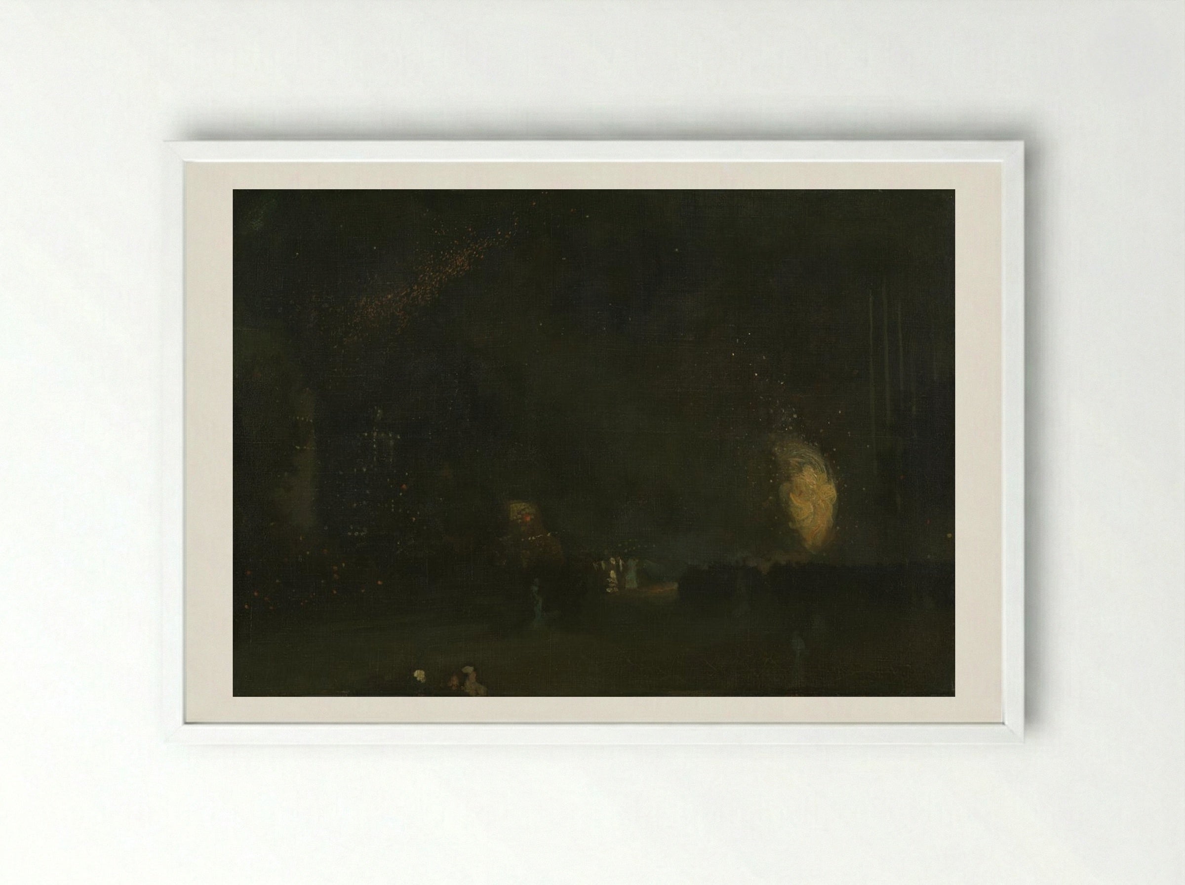 Nocturne in Black and Gold: The Falling Rocket - James McNeill Whistler - Framed Print White