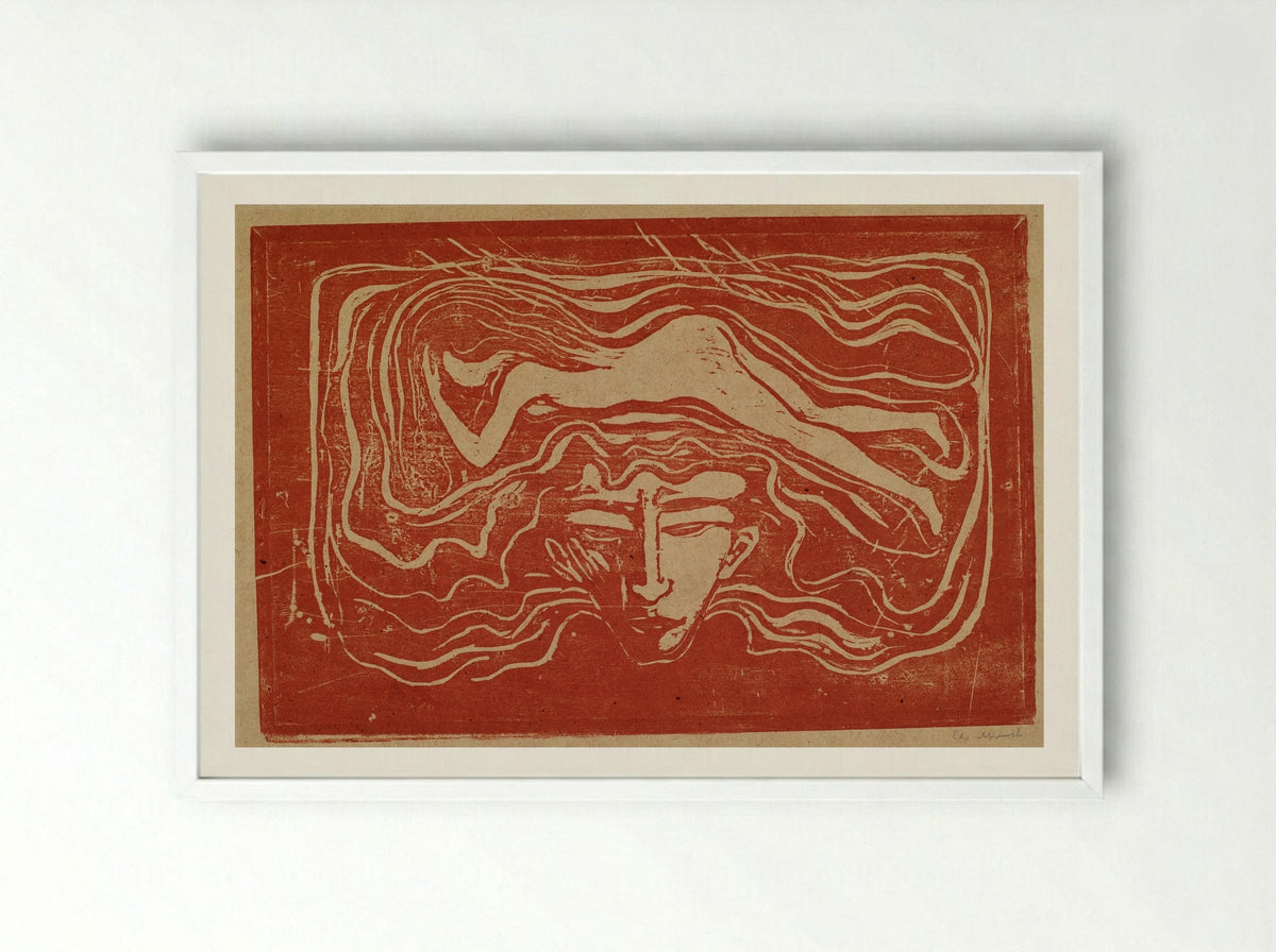 In a Man's Brain - Edvard Munch - Framed Print White