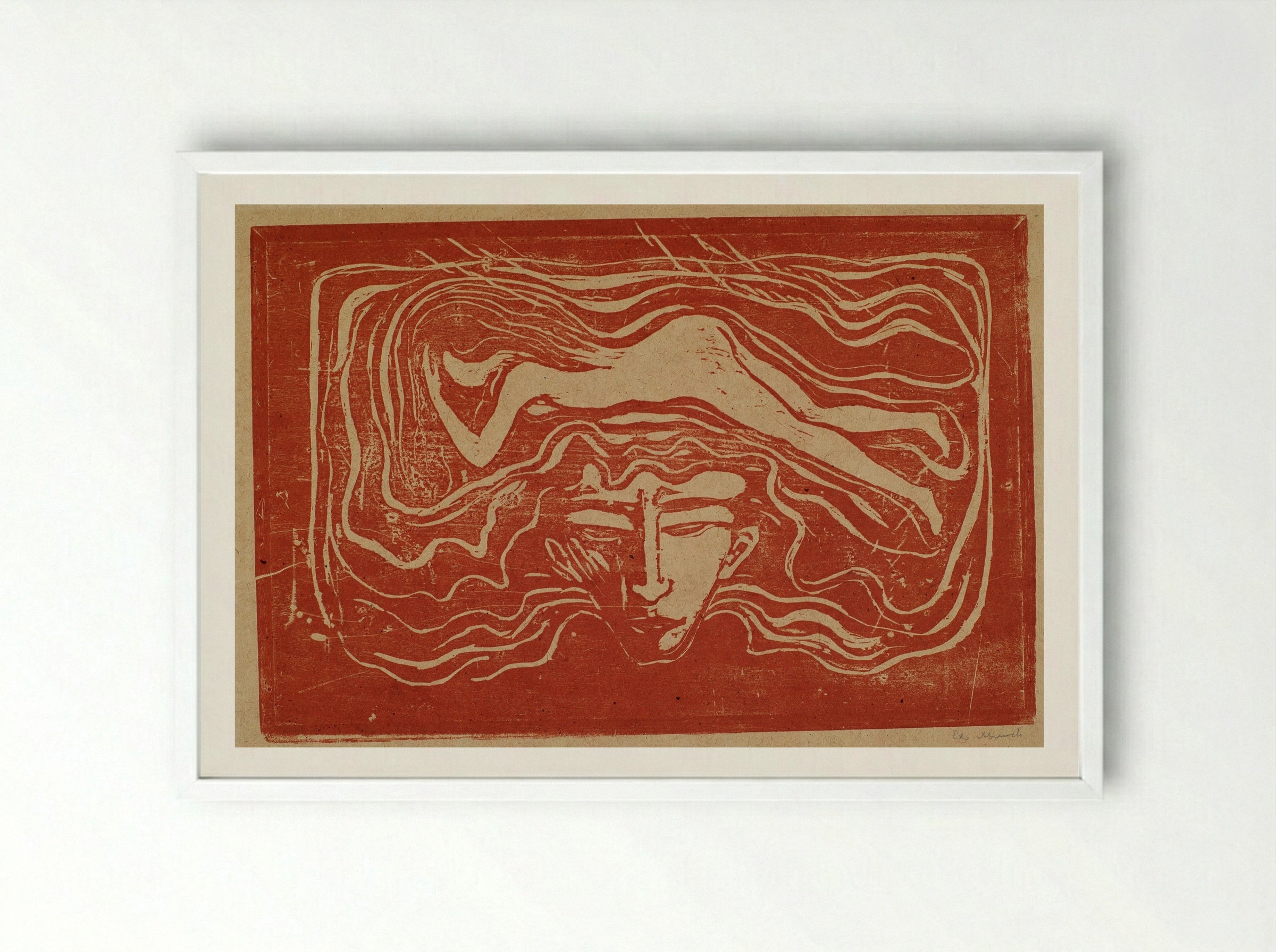 In a Man's Brain - Edvard Munch - Framed Print White