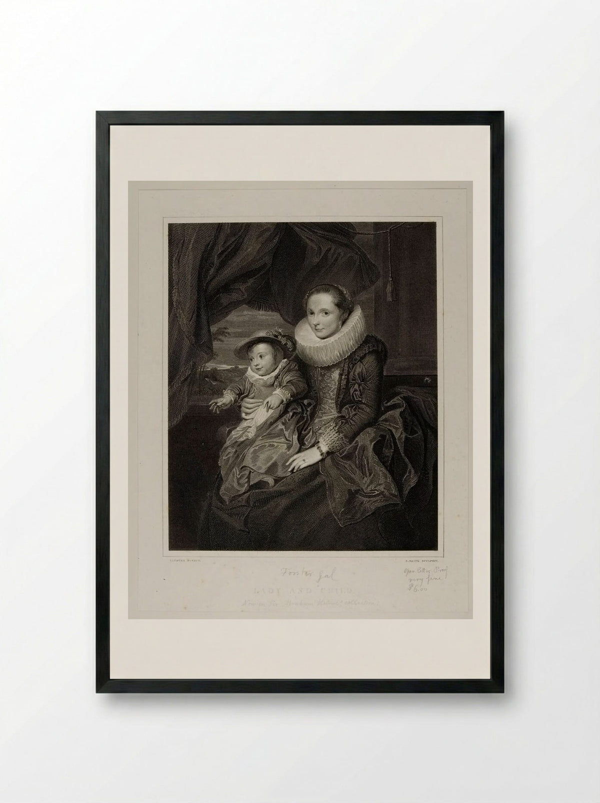 Lady and Child - Edward Smith - Framed Print Black