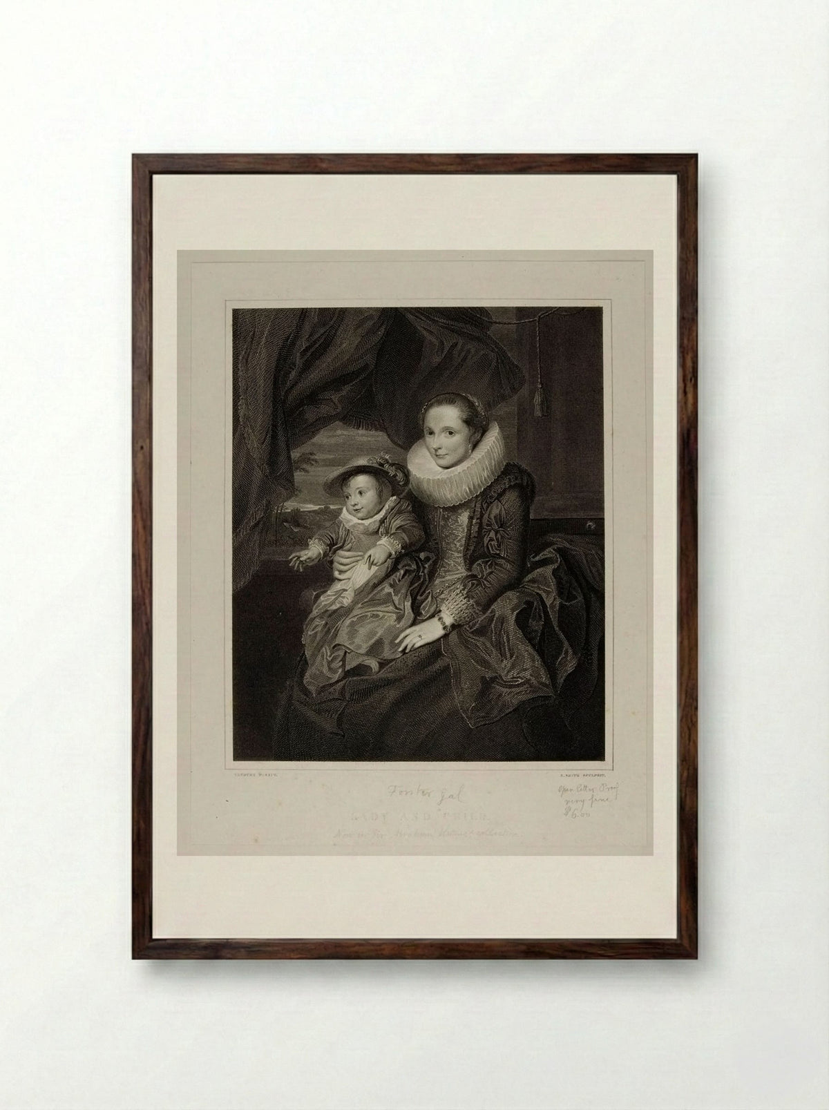 Lady and Child - Edward Smith - Framed Print Dark Wood
