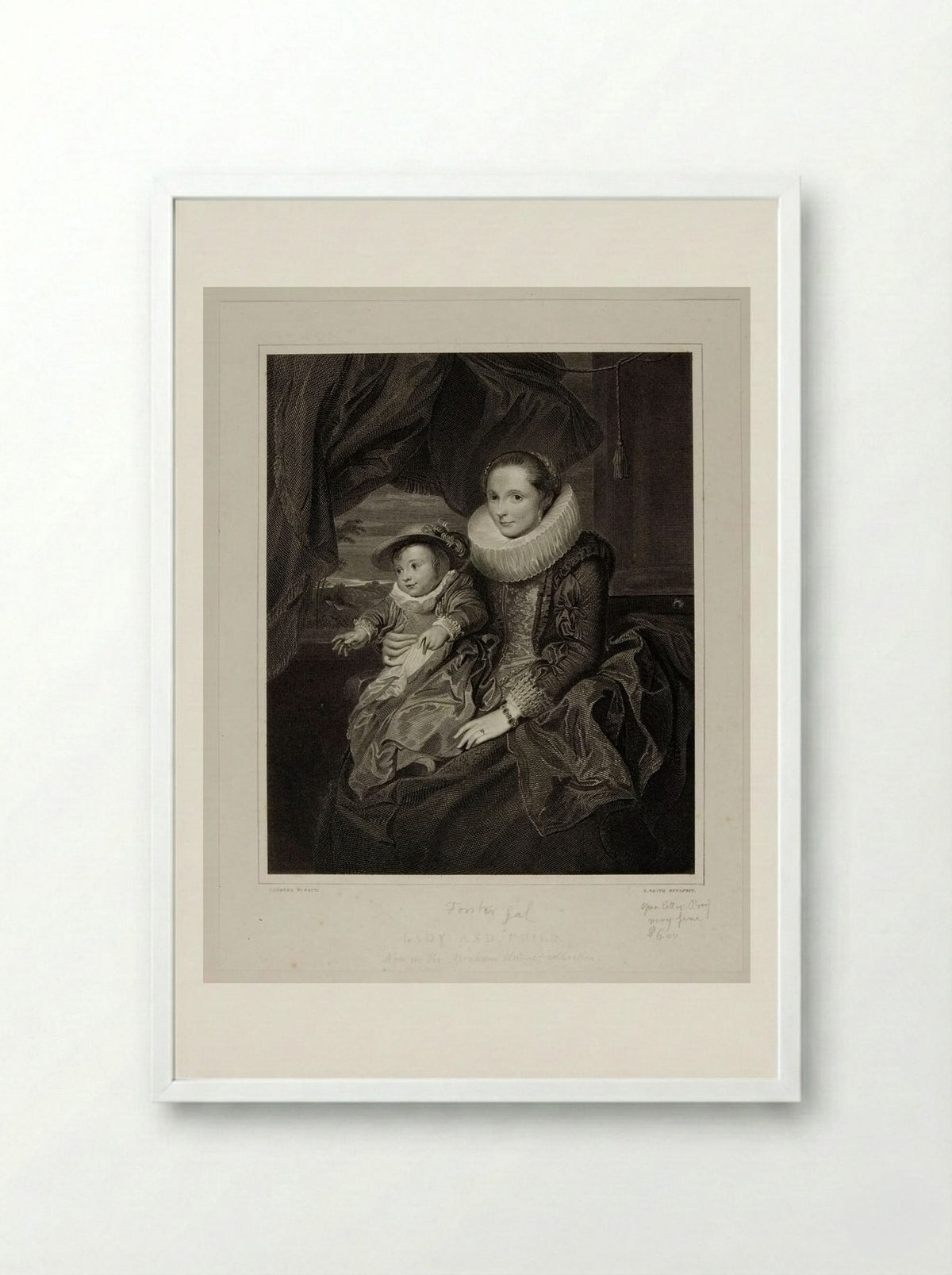 Lady and Child - Edward Smith - Framed Print White