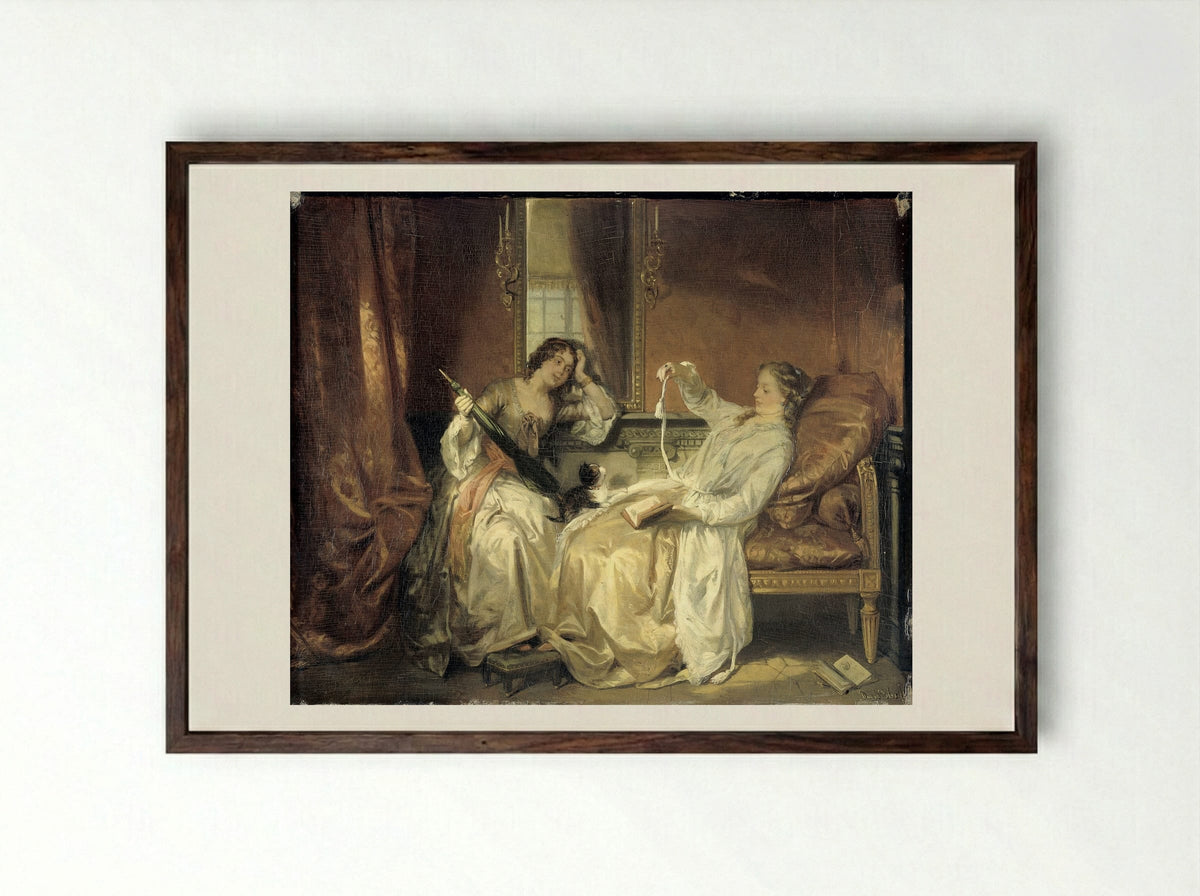 De conversatie - David Bles - Framed Print Dark Wood