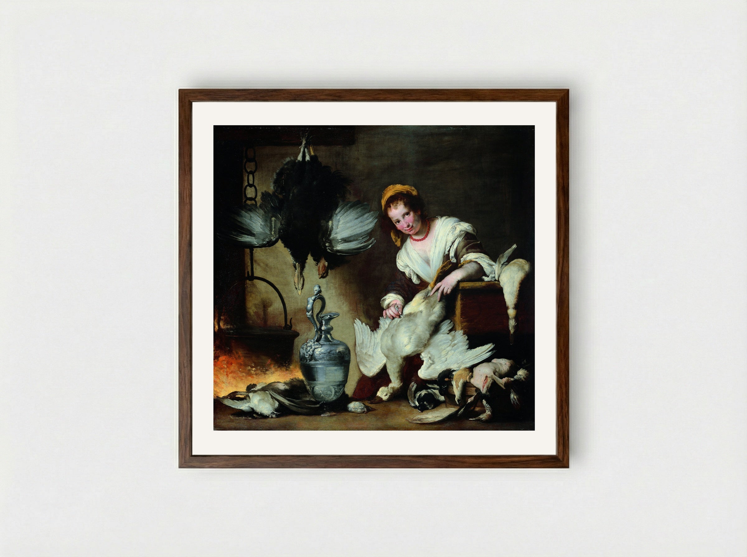 The Cook - Bernardo Strozzi - Framed Print Dark Wood