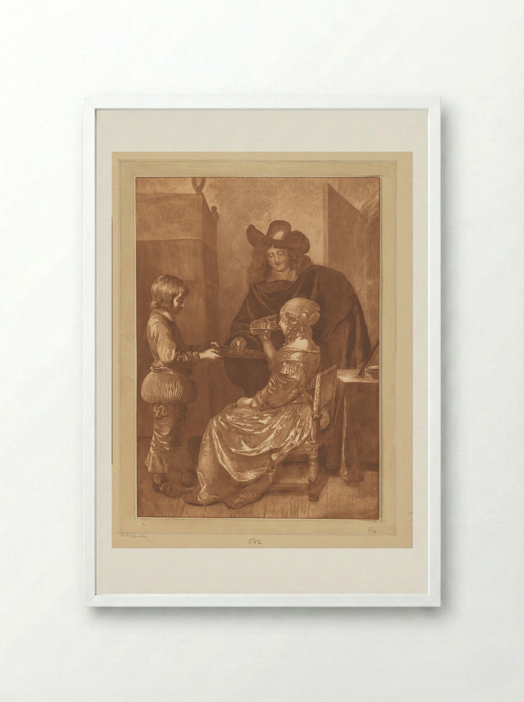 Heer en dame met page - Cornelis Brouwer - Framed Print White