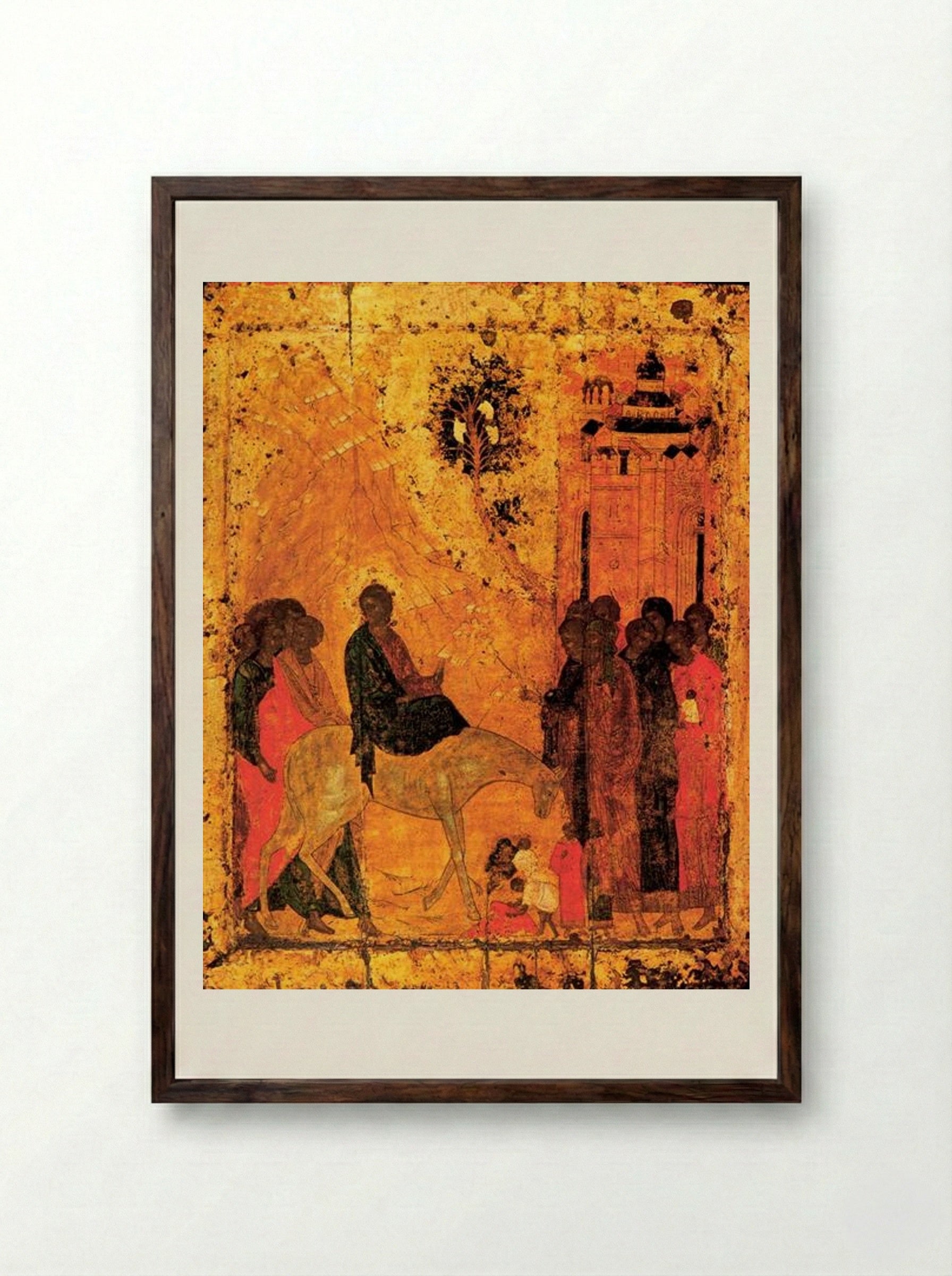 Entry into Jerusalem - Andrei Rublev - Framed Print Dark Wood