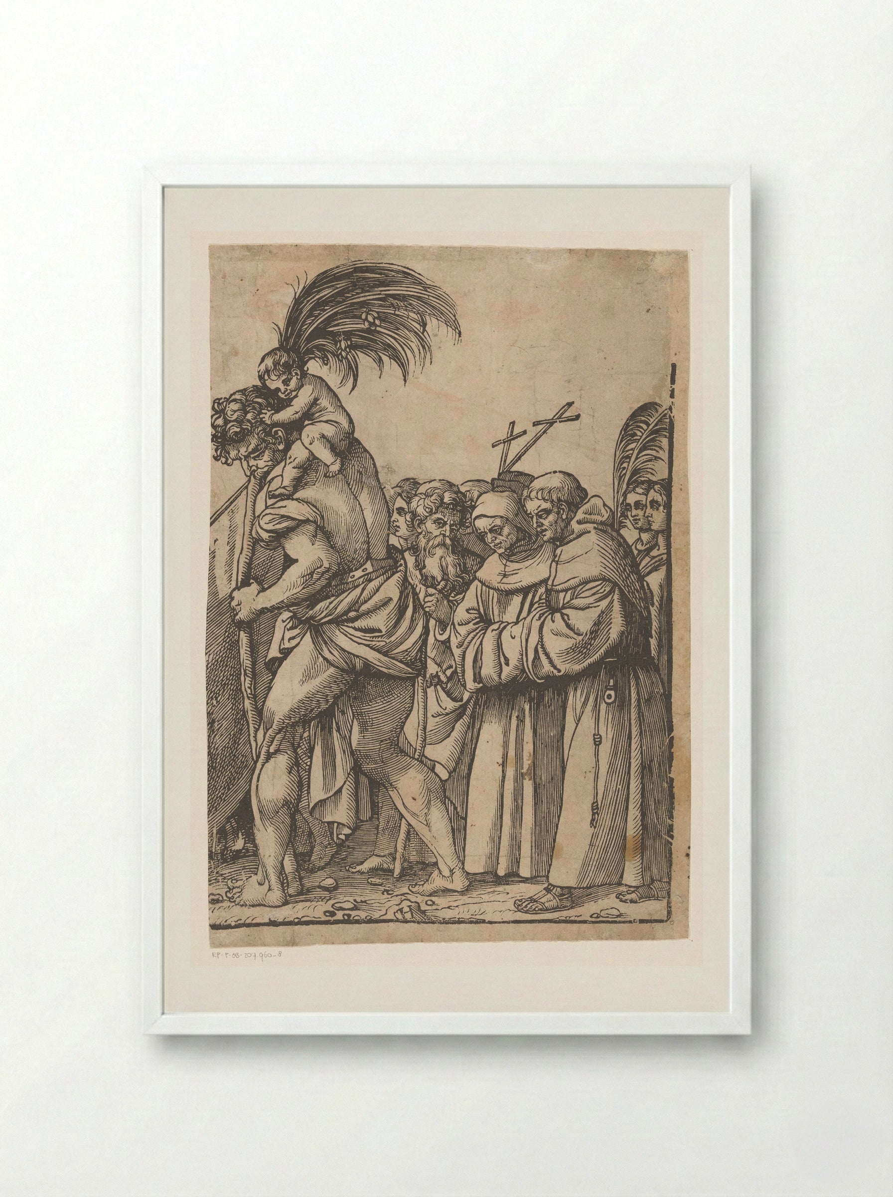 Triomf van Christus (achtste deel) - Andrea Andreani - Framed Print White