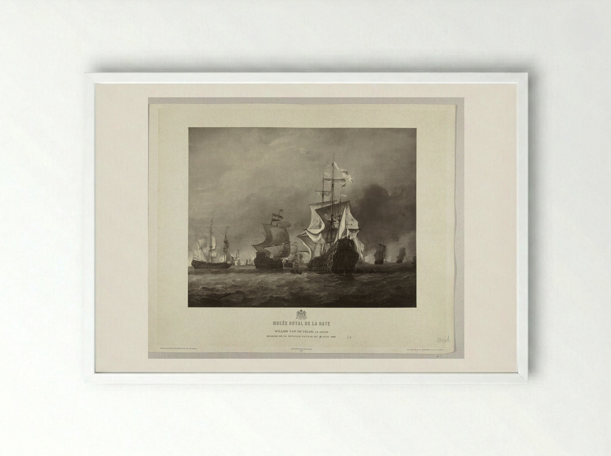 The Capture of the Royal Prince - Adolphe Braun & Cie. - Framed Print White