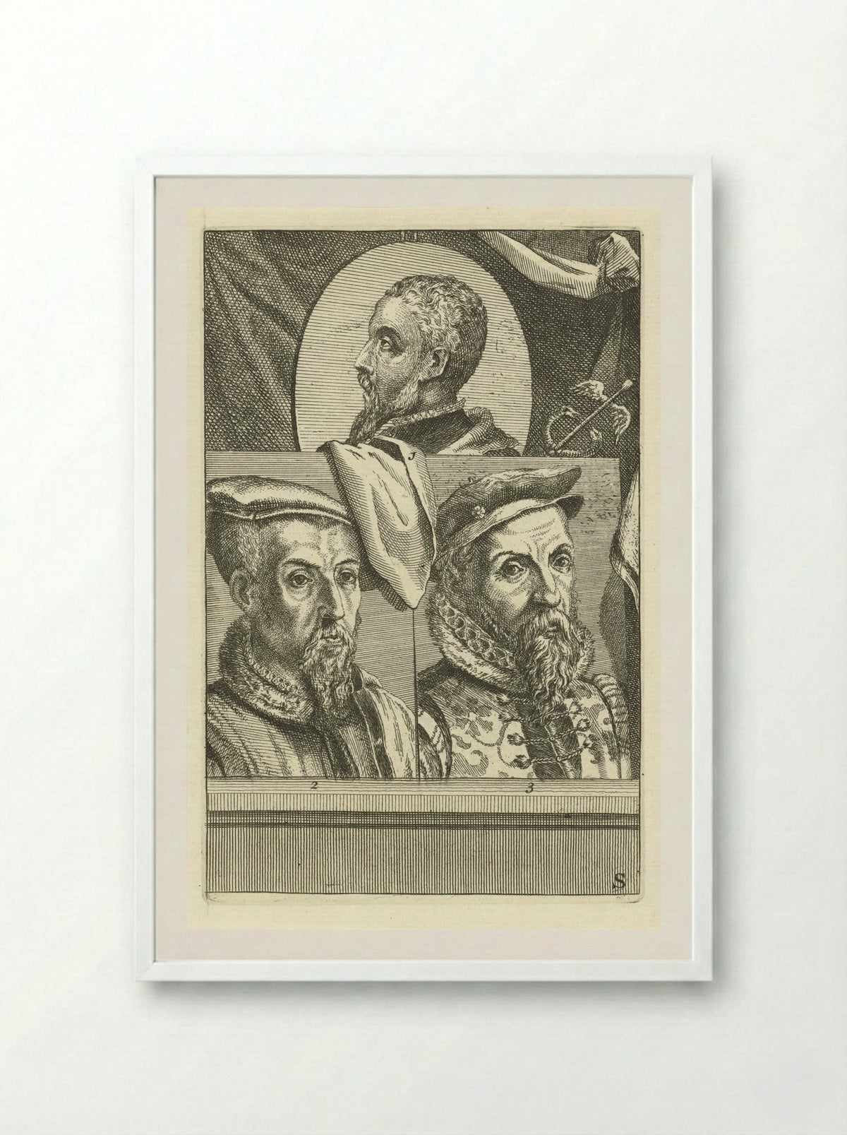 Portret van Filips II van Spanje - Hieronymus Cock - Framed Print White