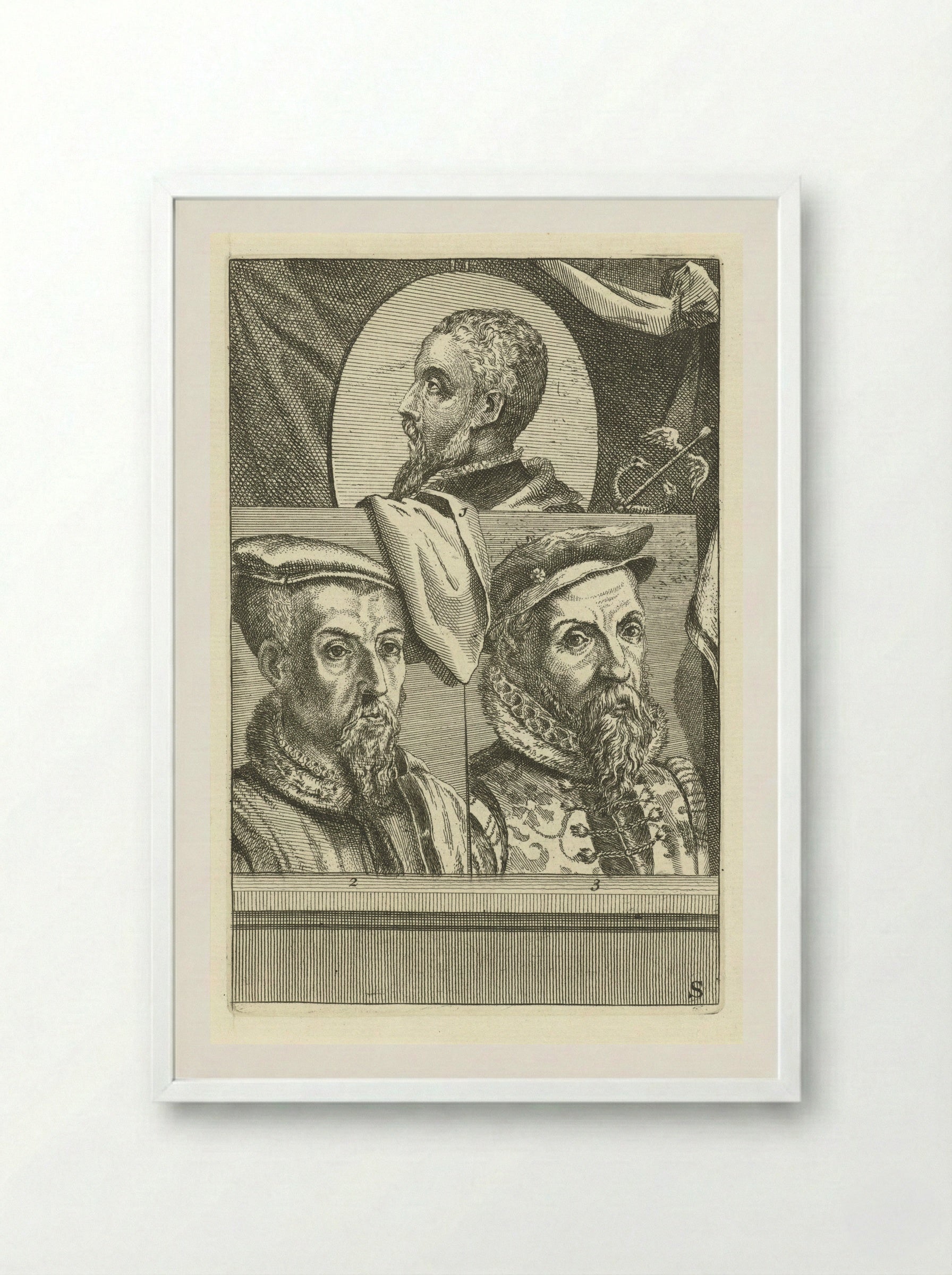 Portret van Filips II van Spanje - Hieronymus Cock - Framed Print White