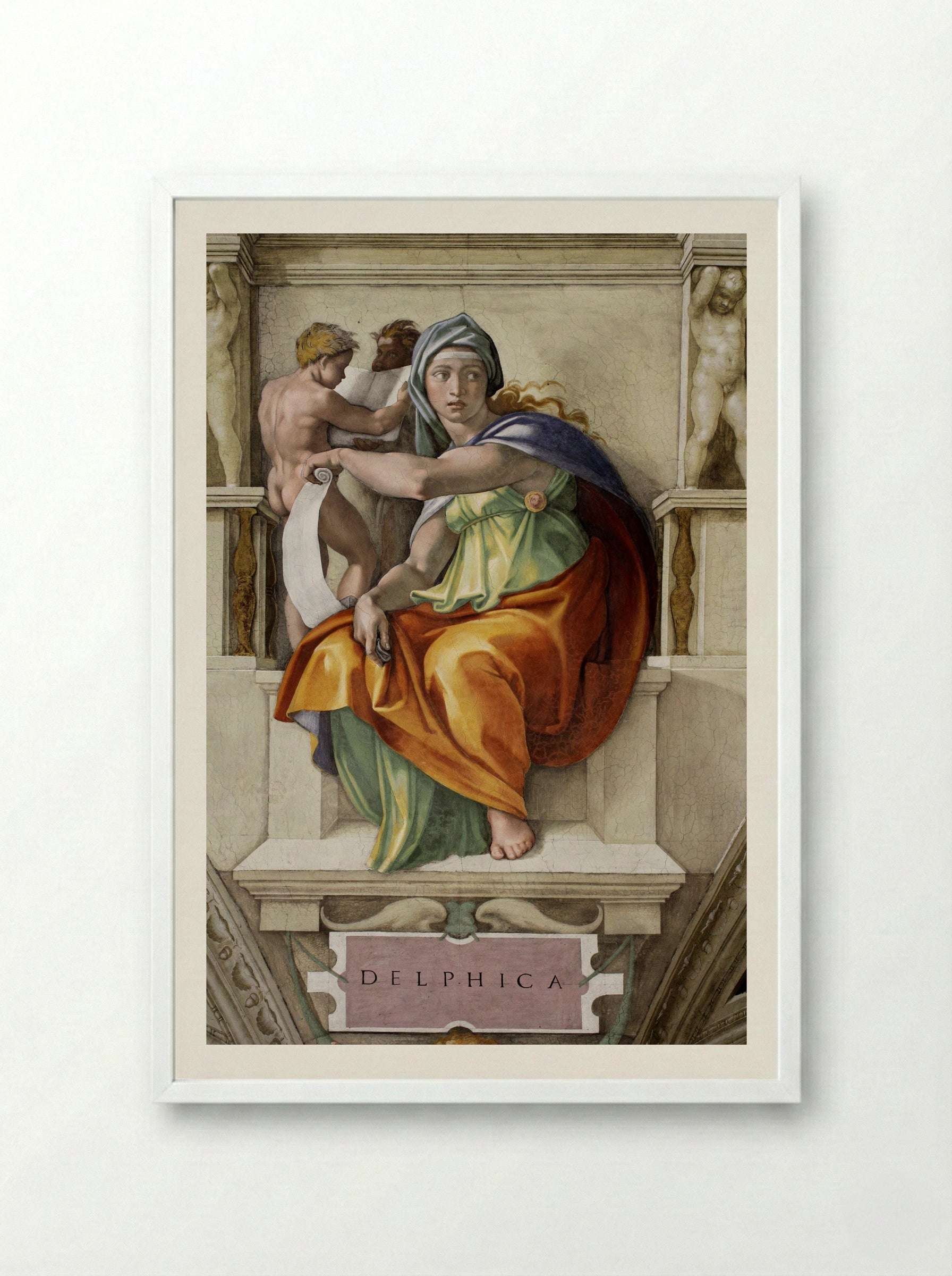 The Delphic Sibyl - Michelangelo Buonarroti - Framed Print White
