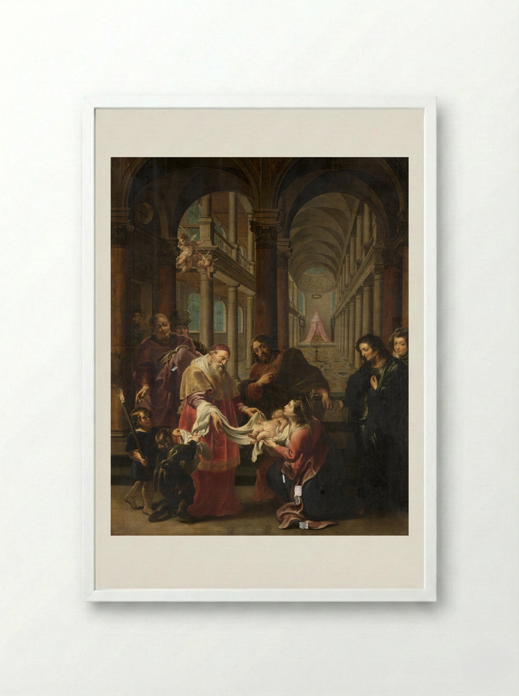 The Coronation of the Virgin by the Christ Child - Cornelis Schut (I) - Framed Print White