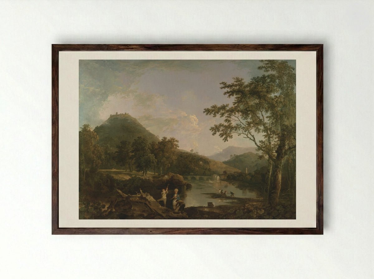 Dinas Bran from Llangollen - Richard Wilson - Framed Print Dark Wood