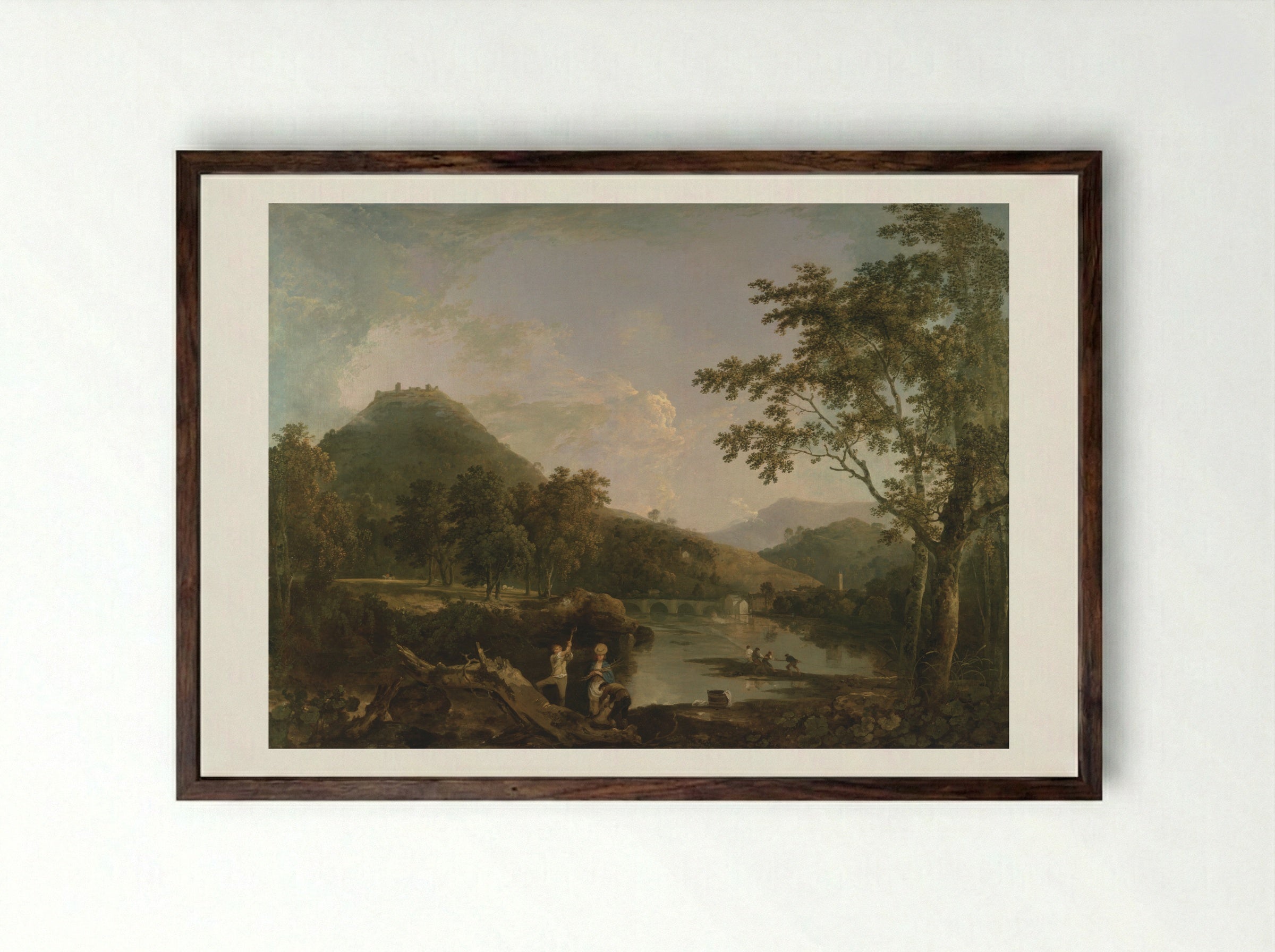 Dinas Bran from Llangollen - Richard Wilson - Framed Print Dark Wood